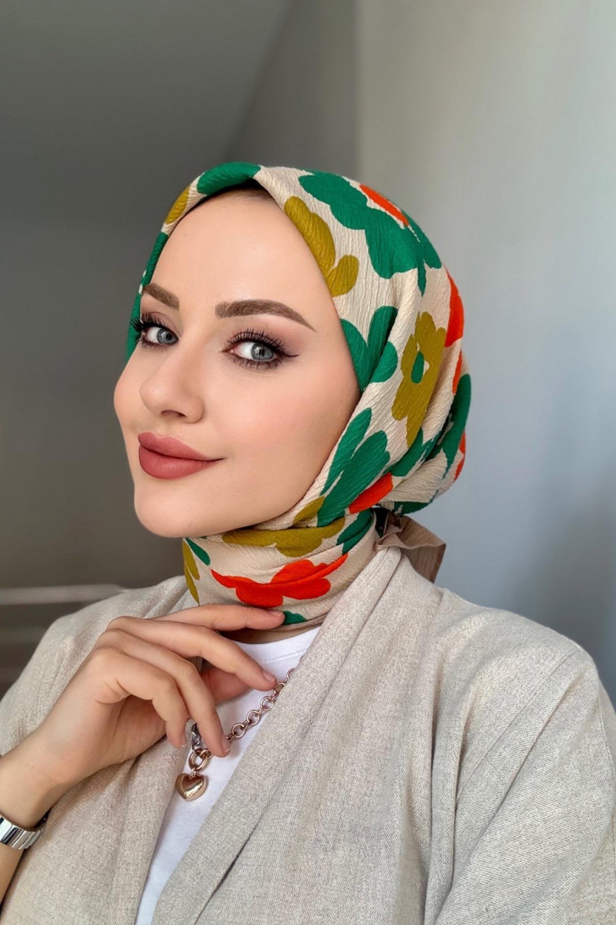 Çiçek Naturel Eşarp Renkli