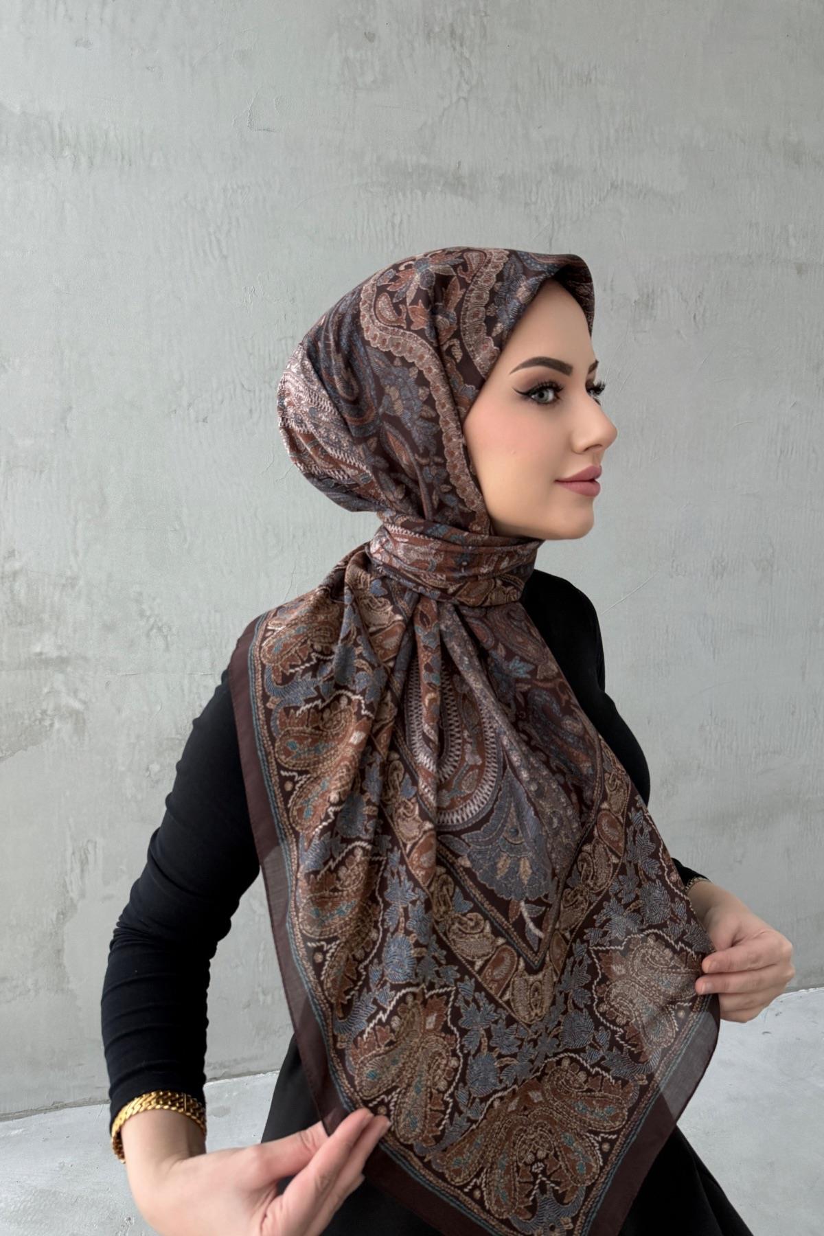 Çikolata Beliz Bohem Modal İpek Şaleşarp