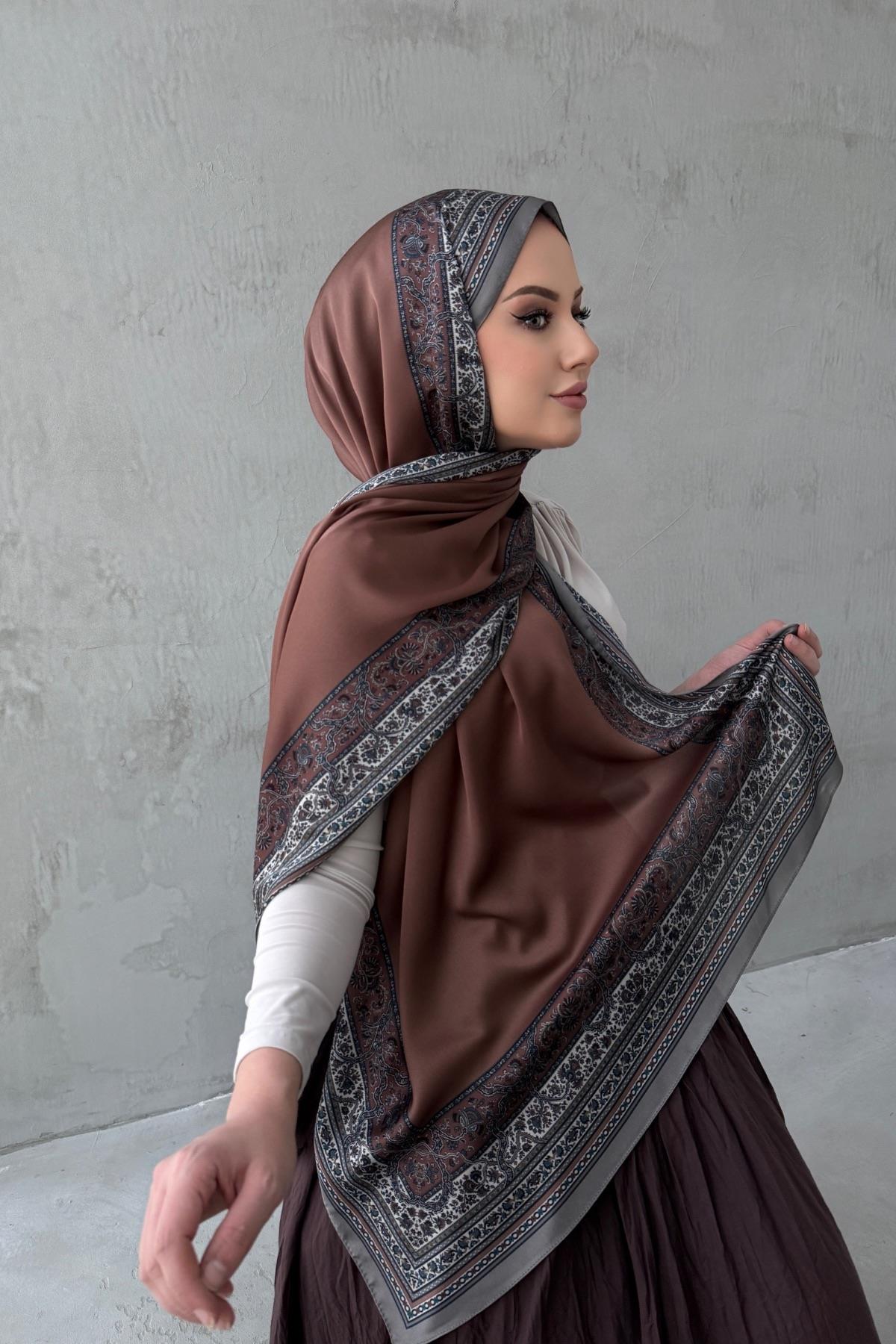 Çikolata Bohem Kumlu İpek Şal 