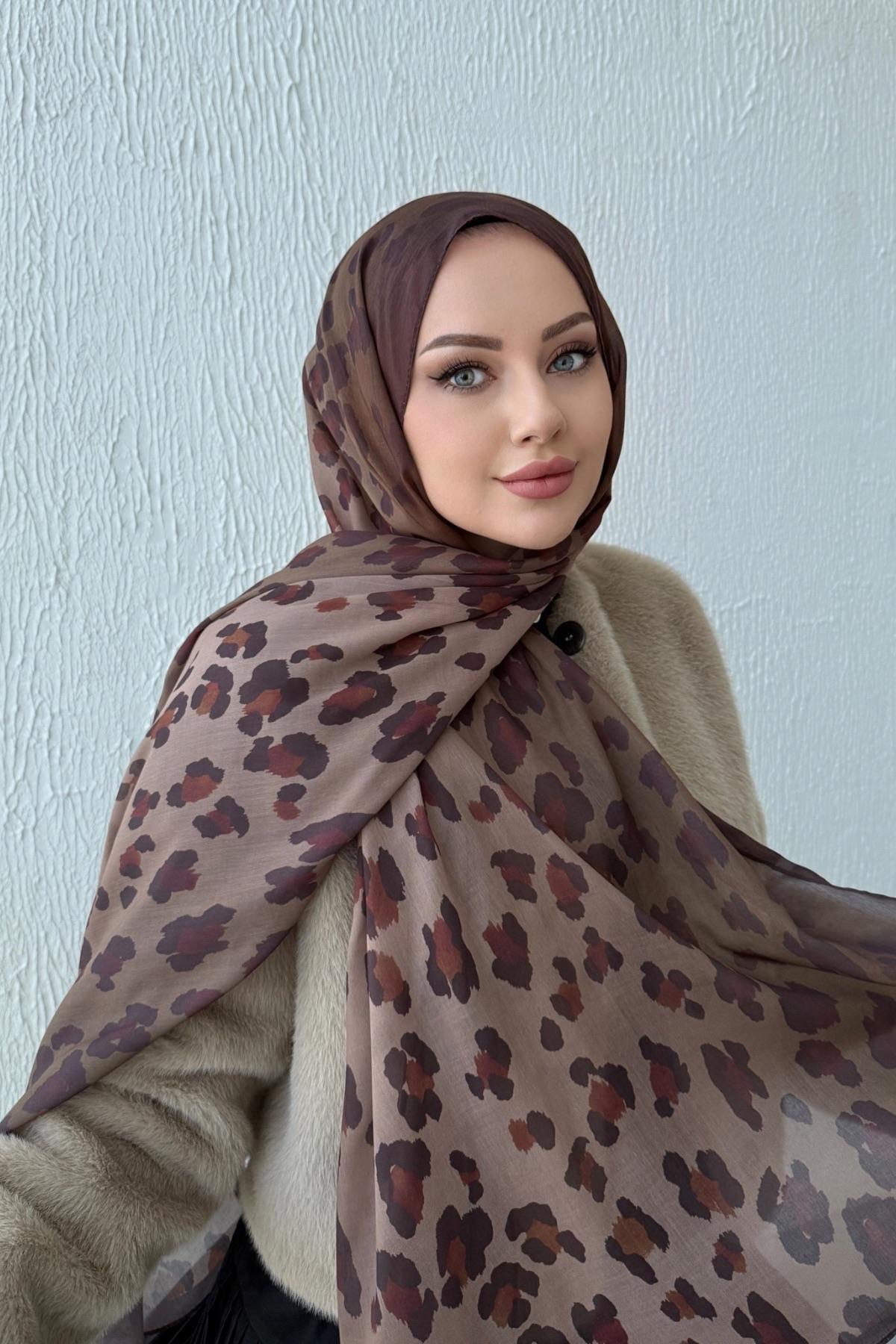 Çikolata Leopar Modal Şal