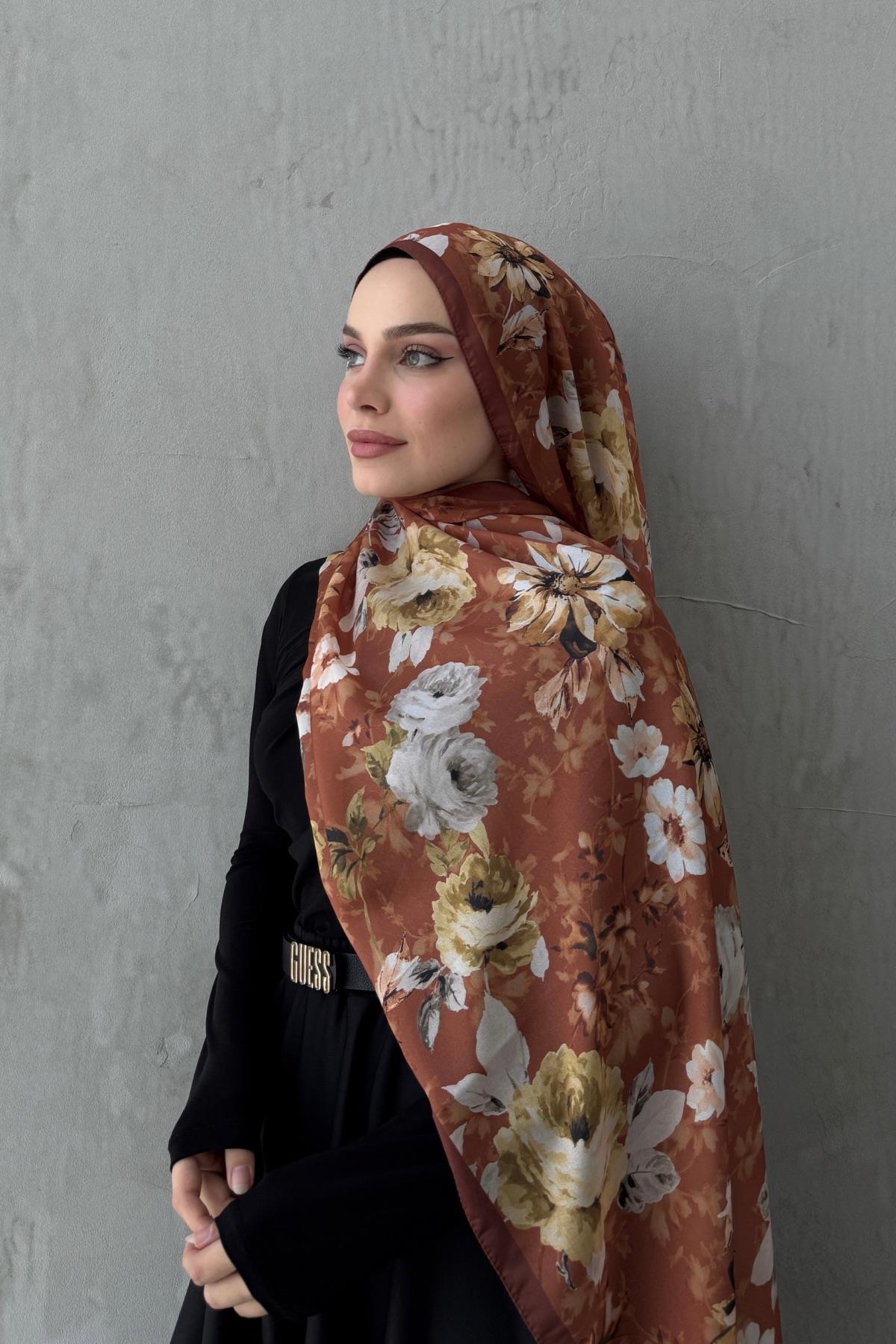 Çikolata Roselle Hint İpeği Şal