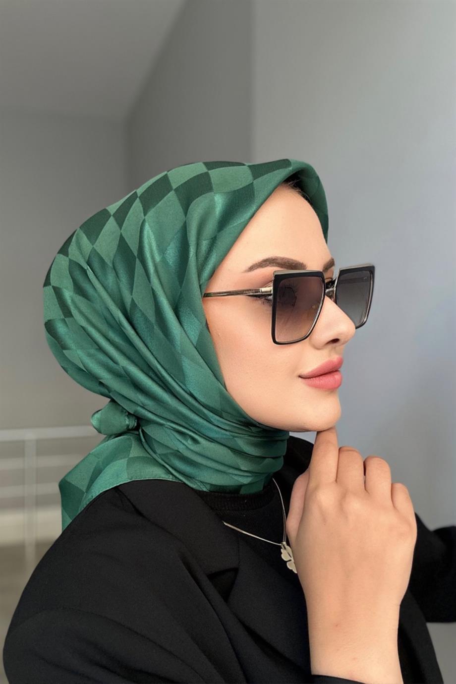 Dama jacquard scarf green