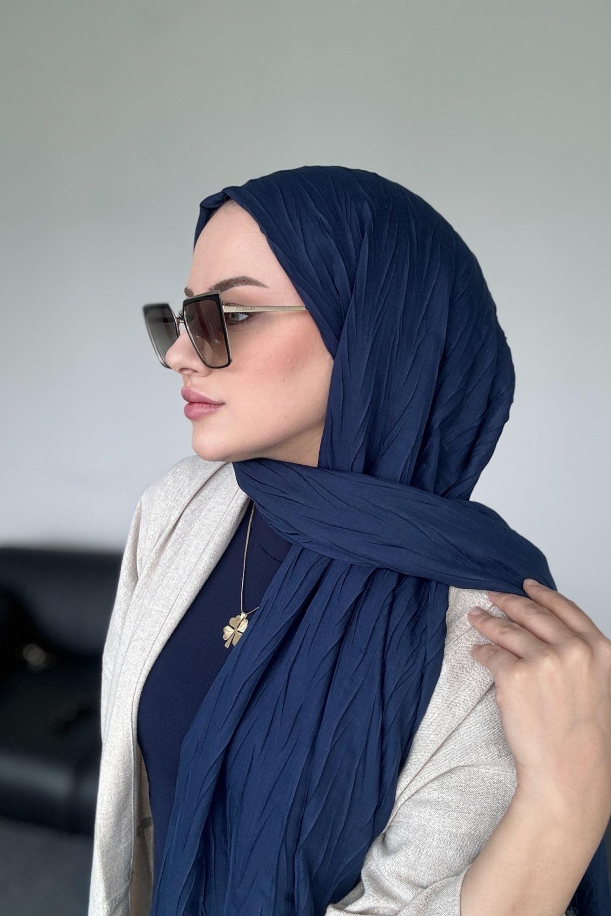 Textured Bamboo Shawl Navy Blue