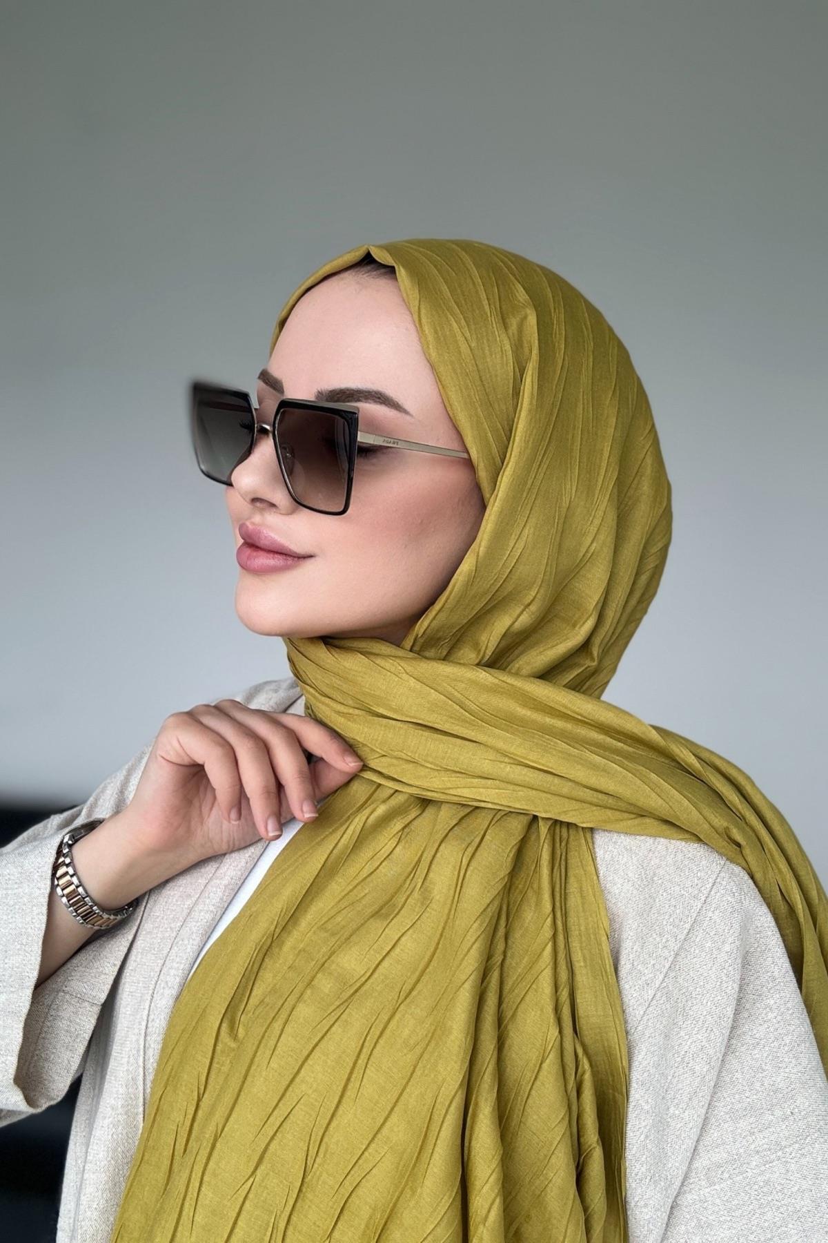 Textured Bamboo Shawl Oil Green
