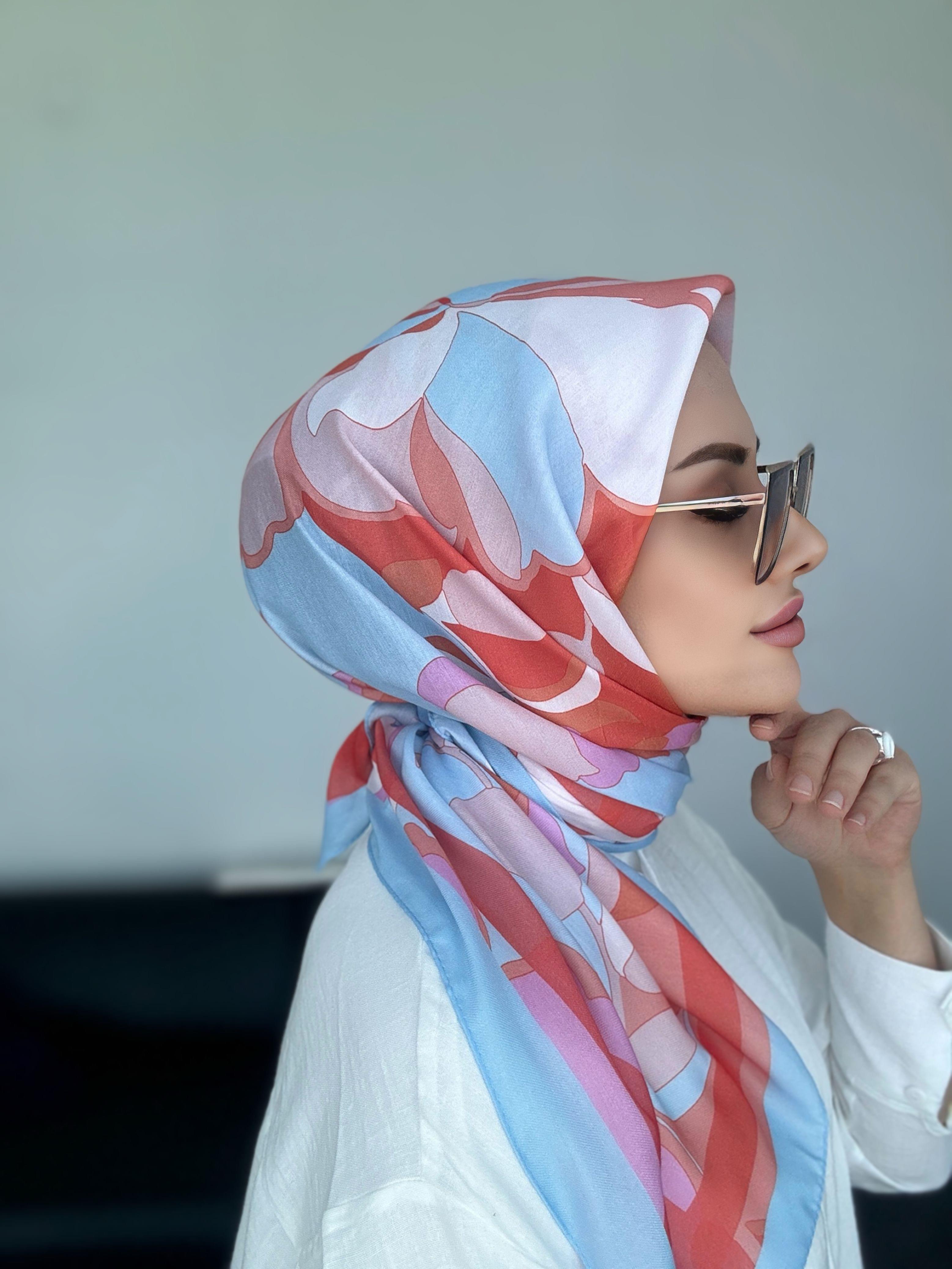 Eda Dijital Soft Eşarp Mavi