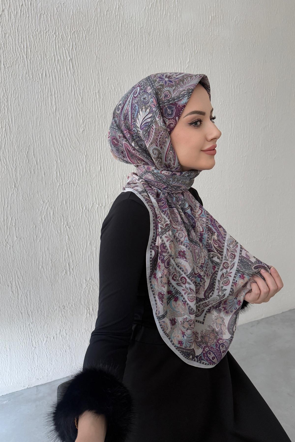 Ekru Bohem Modal İpek Şaleşarp