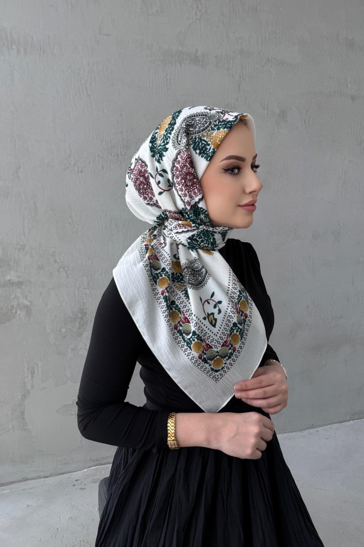 Ekru Masalsu Naturel Eşarp 