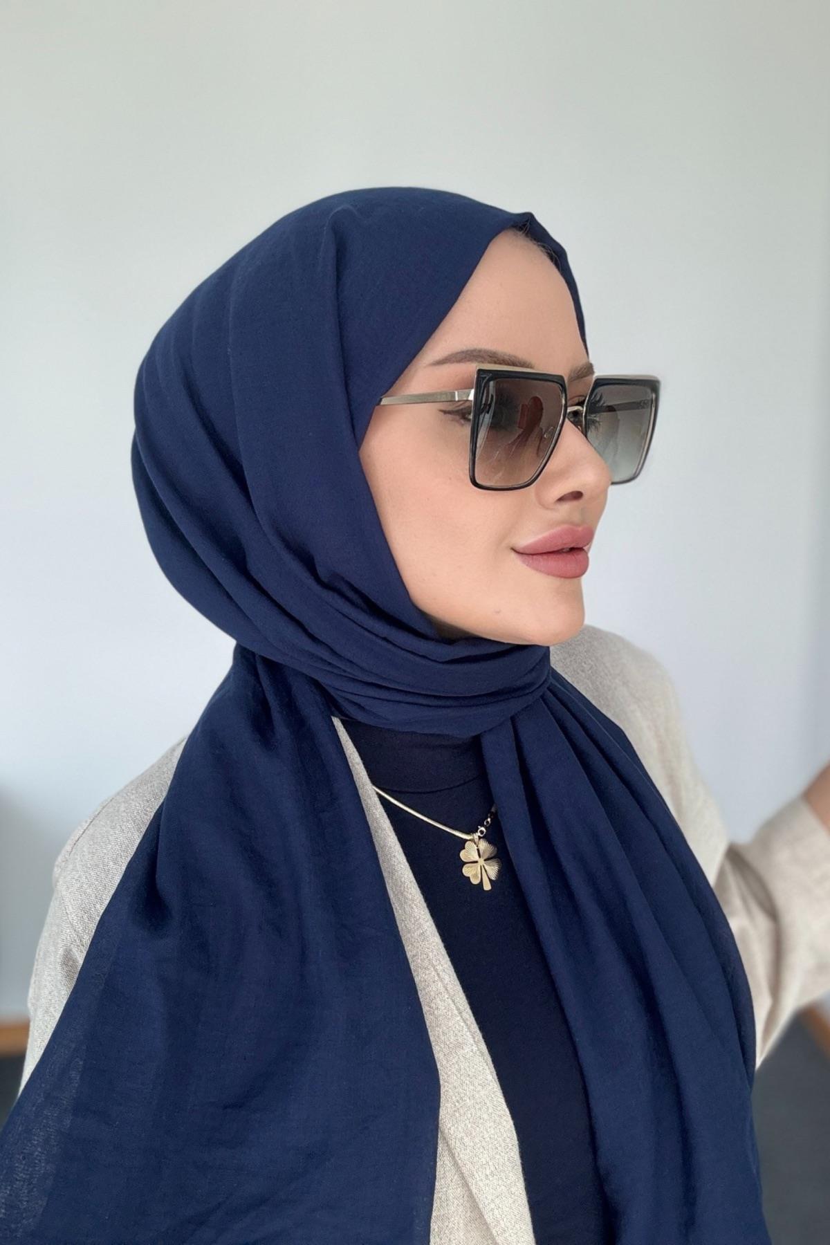 Fresh Cotton Shawl Navy Blue