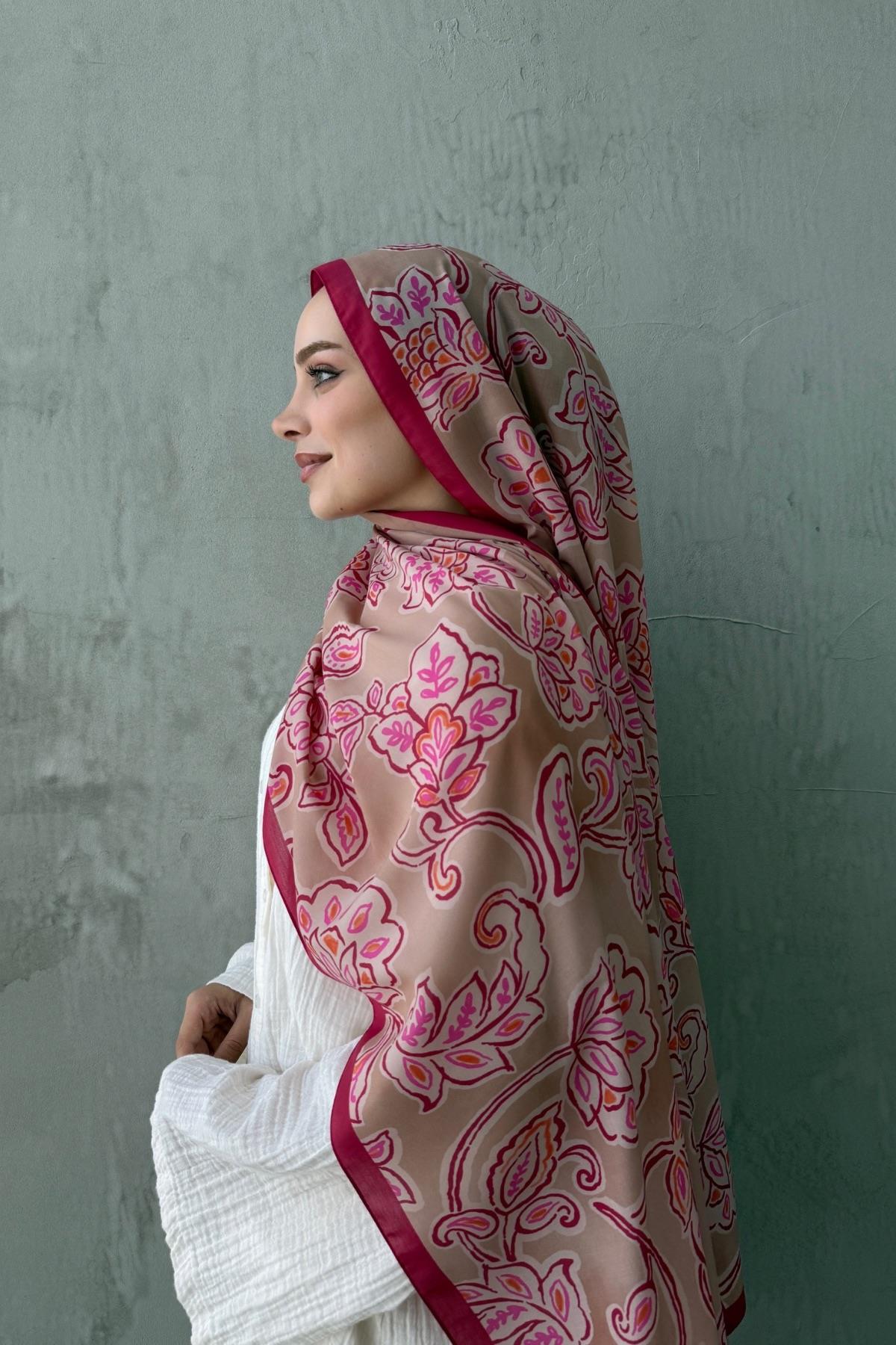 Fuşya Gardenia Modal İpek Şal