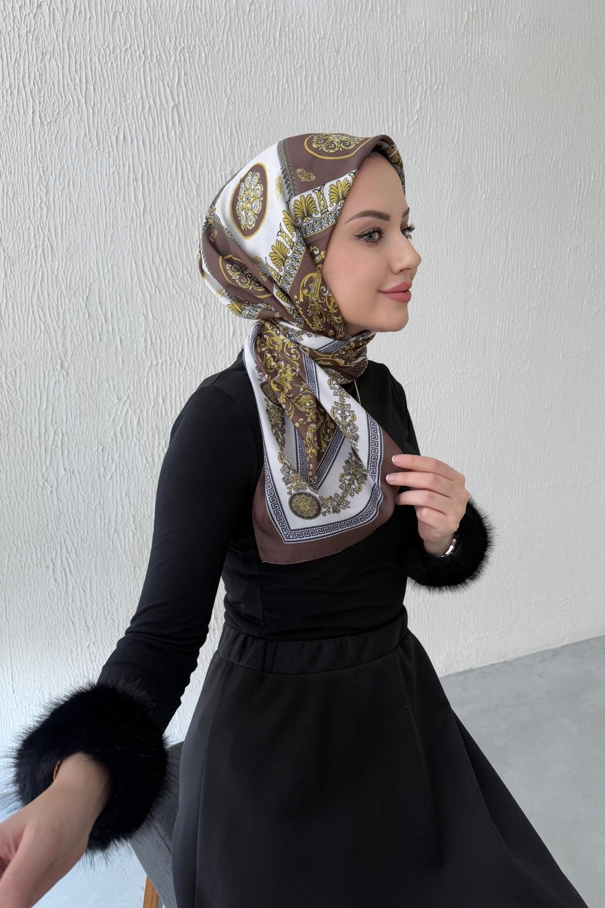 Goldkahve Versac Desen Dijital Soft Eşarp