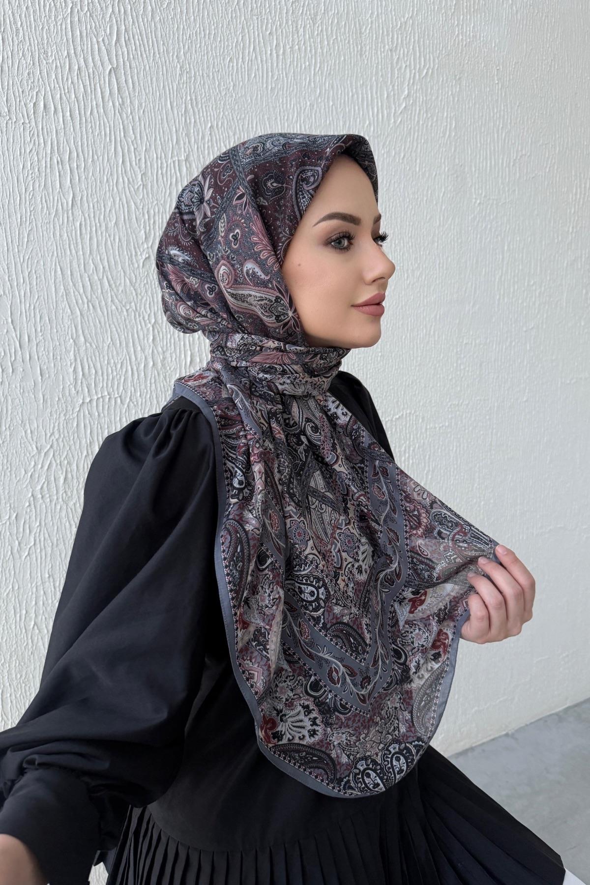 Gri Bohem Modal İpek Şaleşarp