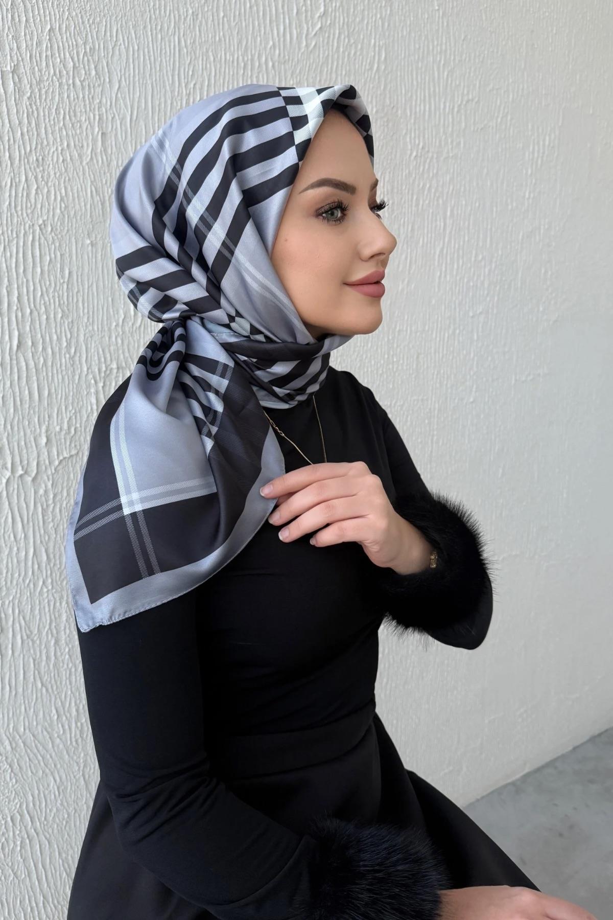 Gri Burbry Twill Eşarp