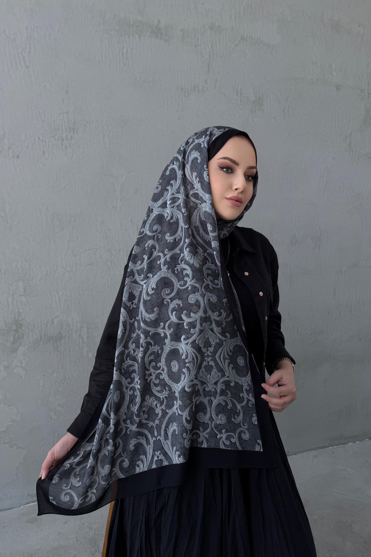 Gri İtalyan Varak Koza %100 Pamuk Şal