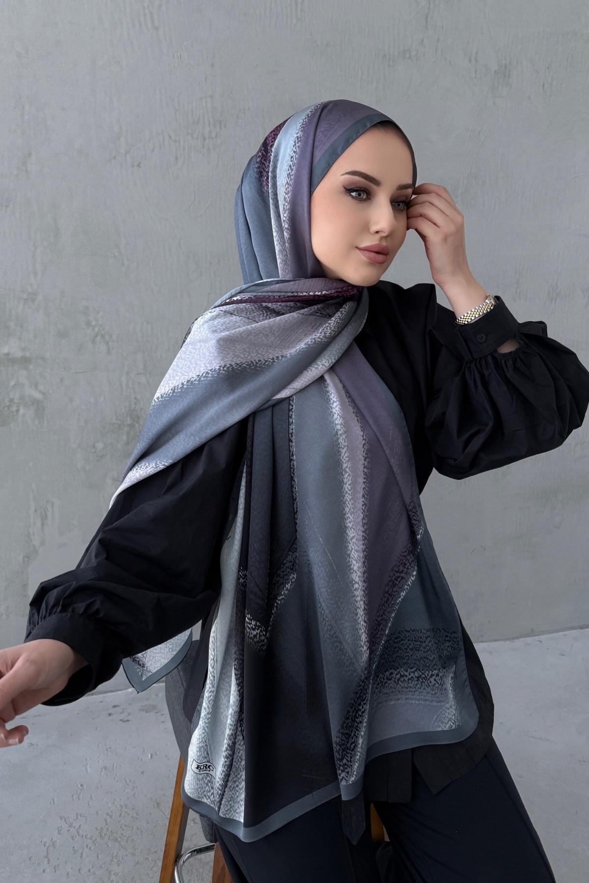 Gri Kumsal Bohem Kumlu İpek Şal