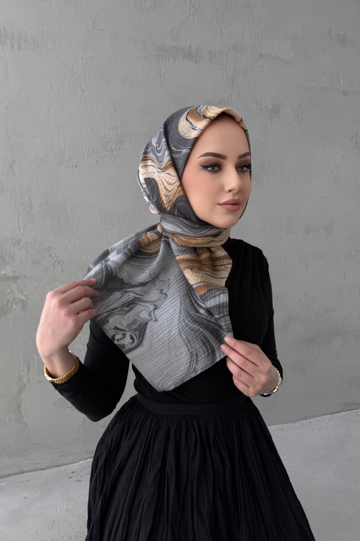 Gri Masal Naturel Eşarp 