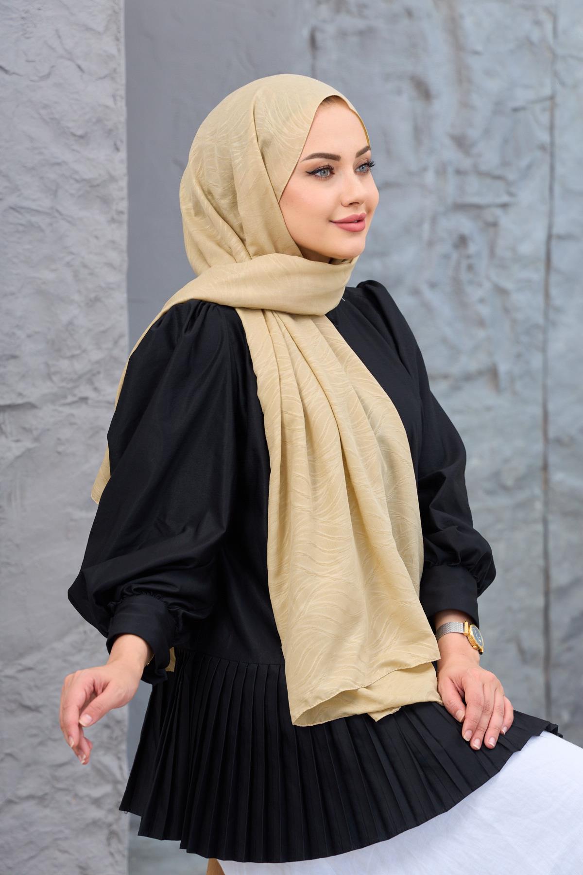 Hardal Kendinden Desenli Fresh Şal