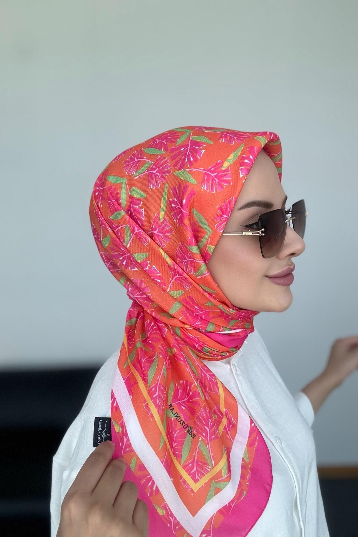 Hazan Dijital Soft Eşarp Fuşya