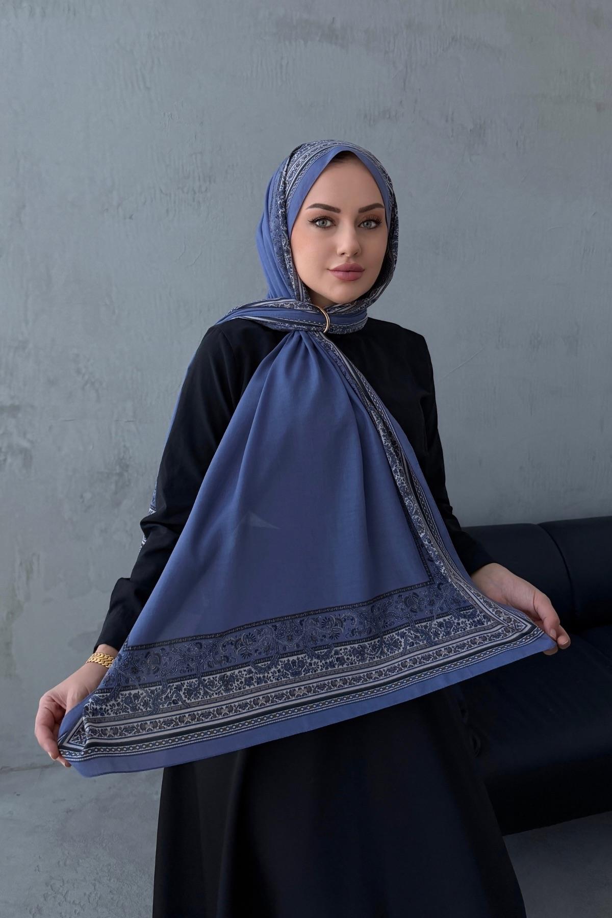 İndigo Feira Modal İpek Şal