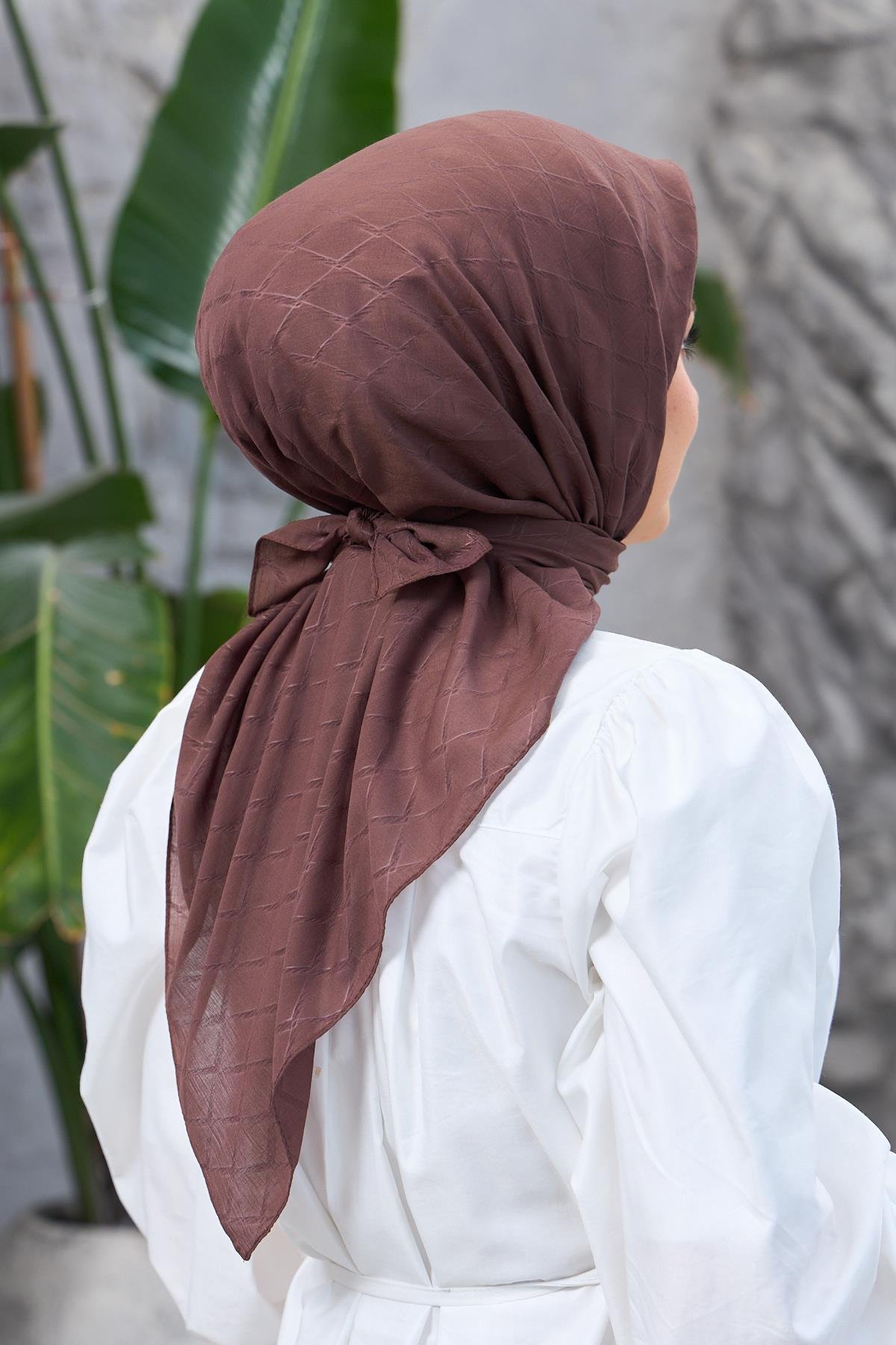 Brown Bamboo Jacquard Scarf