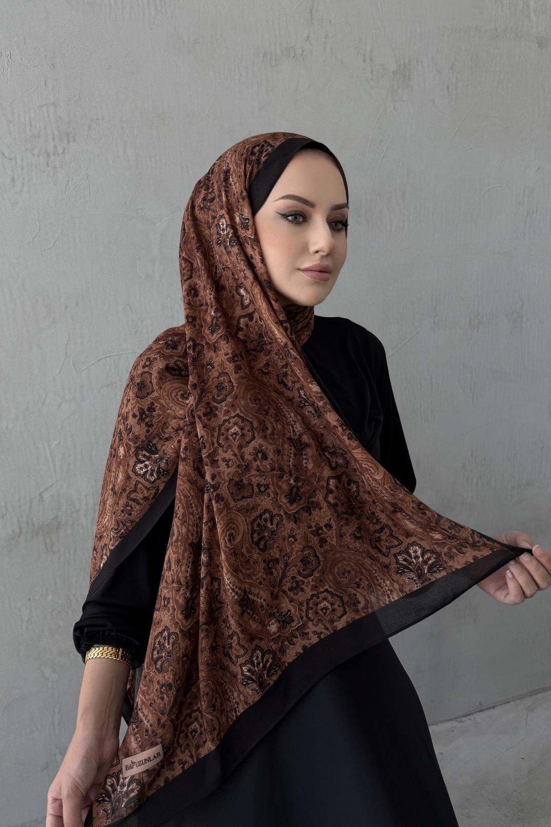 Kahverengi Laventa Koza %100 Pamuk Şal