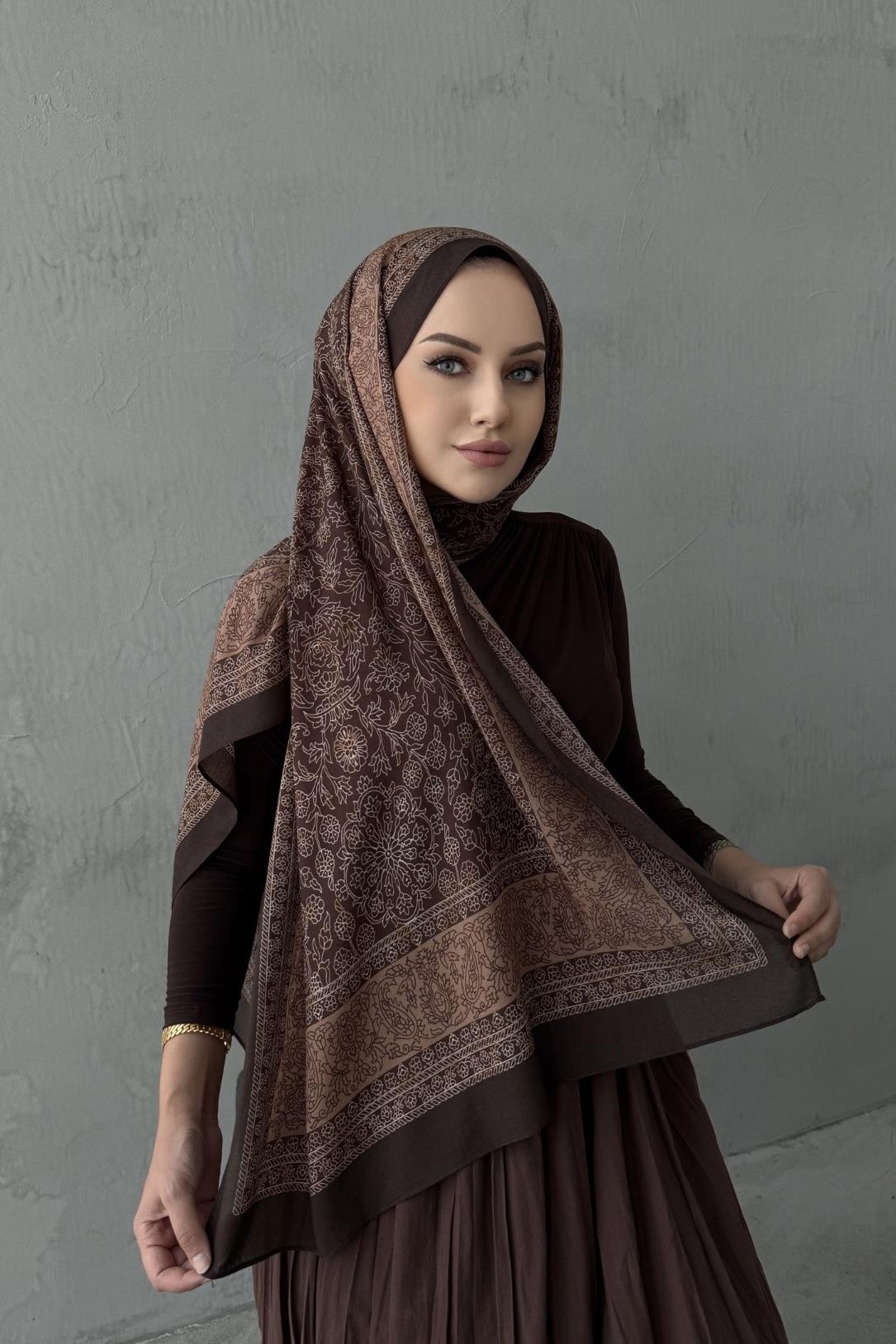 Kahverengi Maaren Koza %100 Pamuk Şal