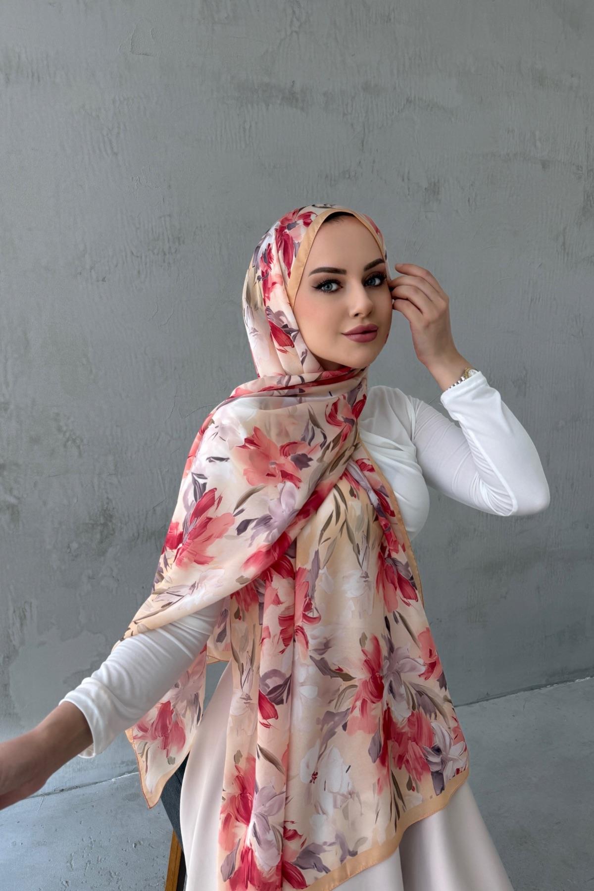 Kayısı Rengi Piraye Hint İpeği Şal