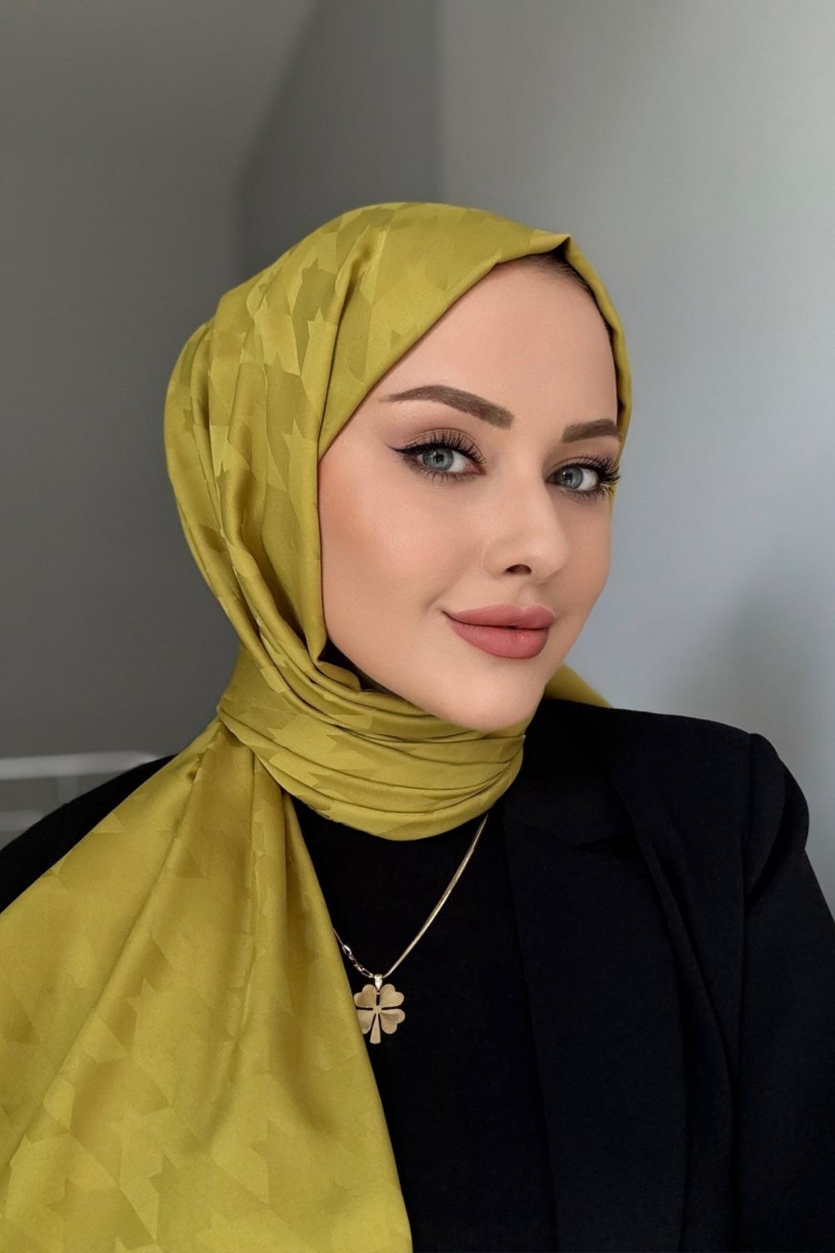 Kazayağı İpeksi Jakar Şal Yağ Yeşili