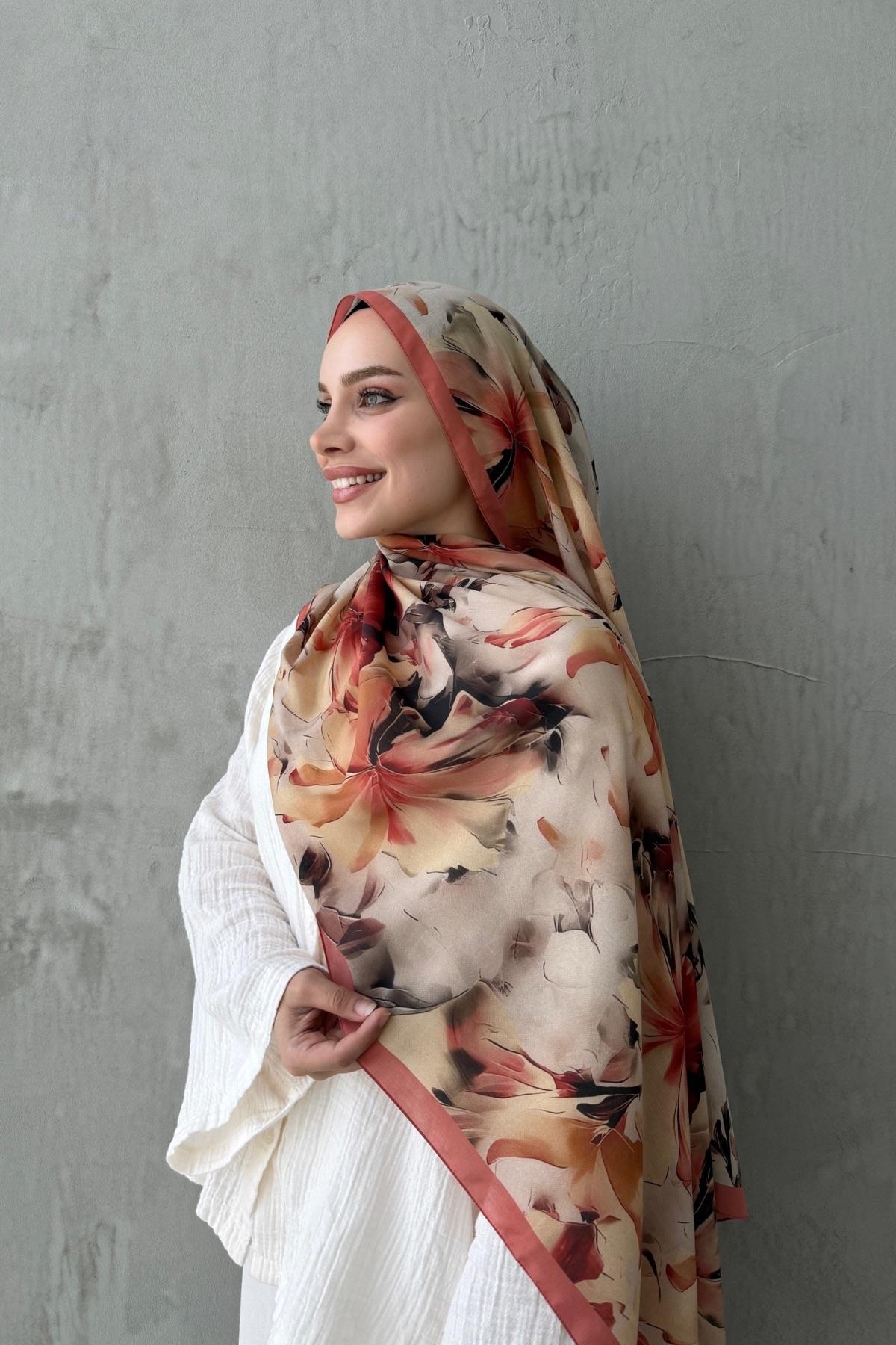 Kiremit Leva Modal İpek Şal