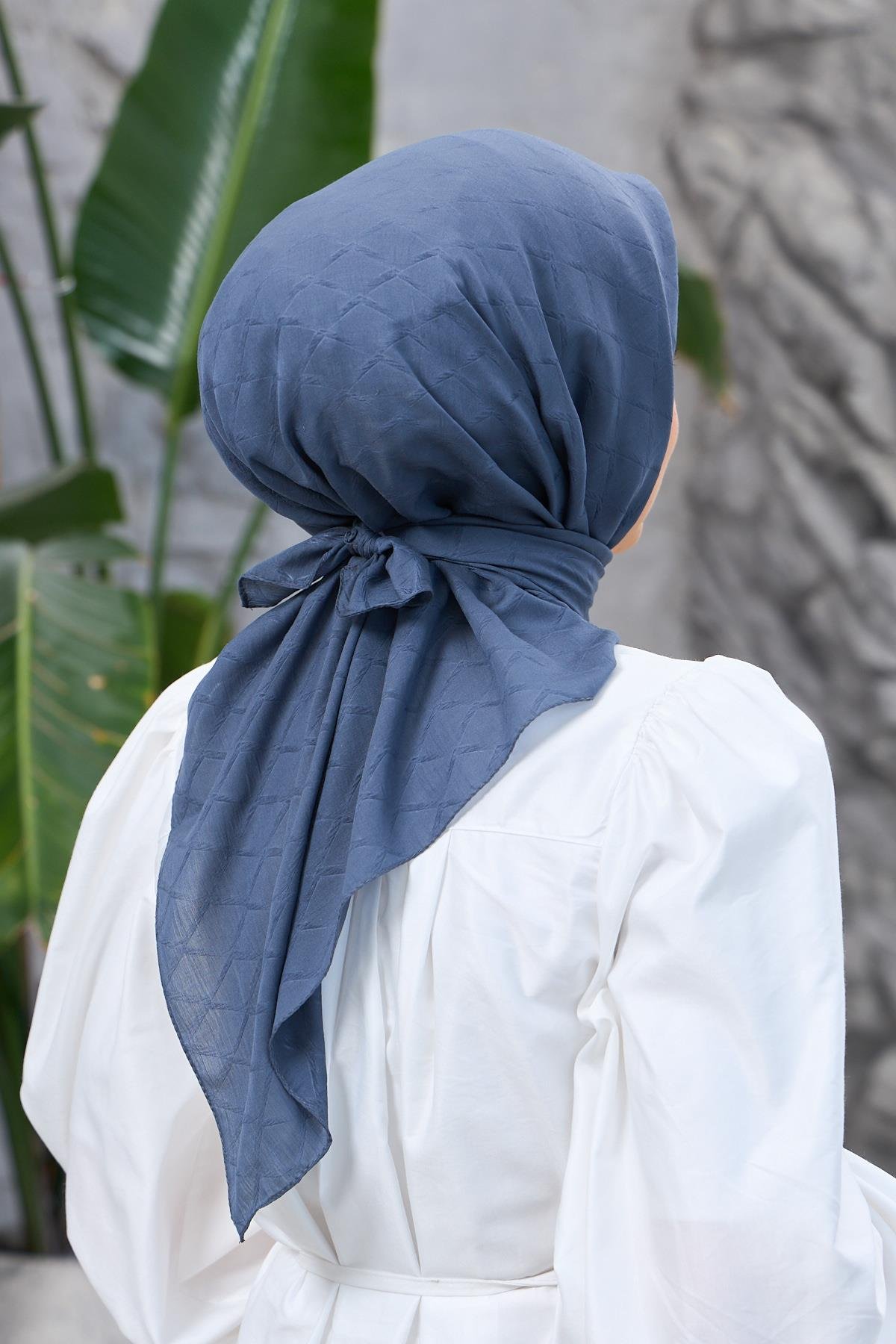 Denim Blue Bamboo Jacquard Scarf