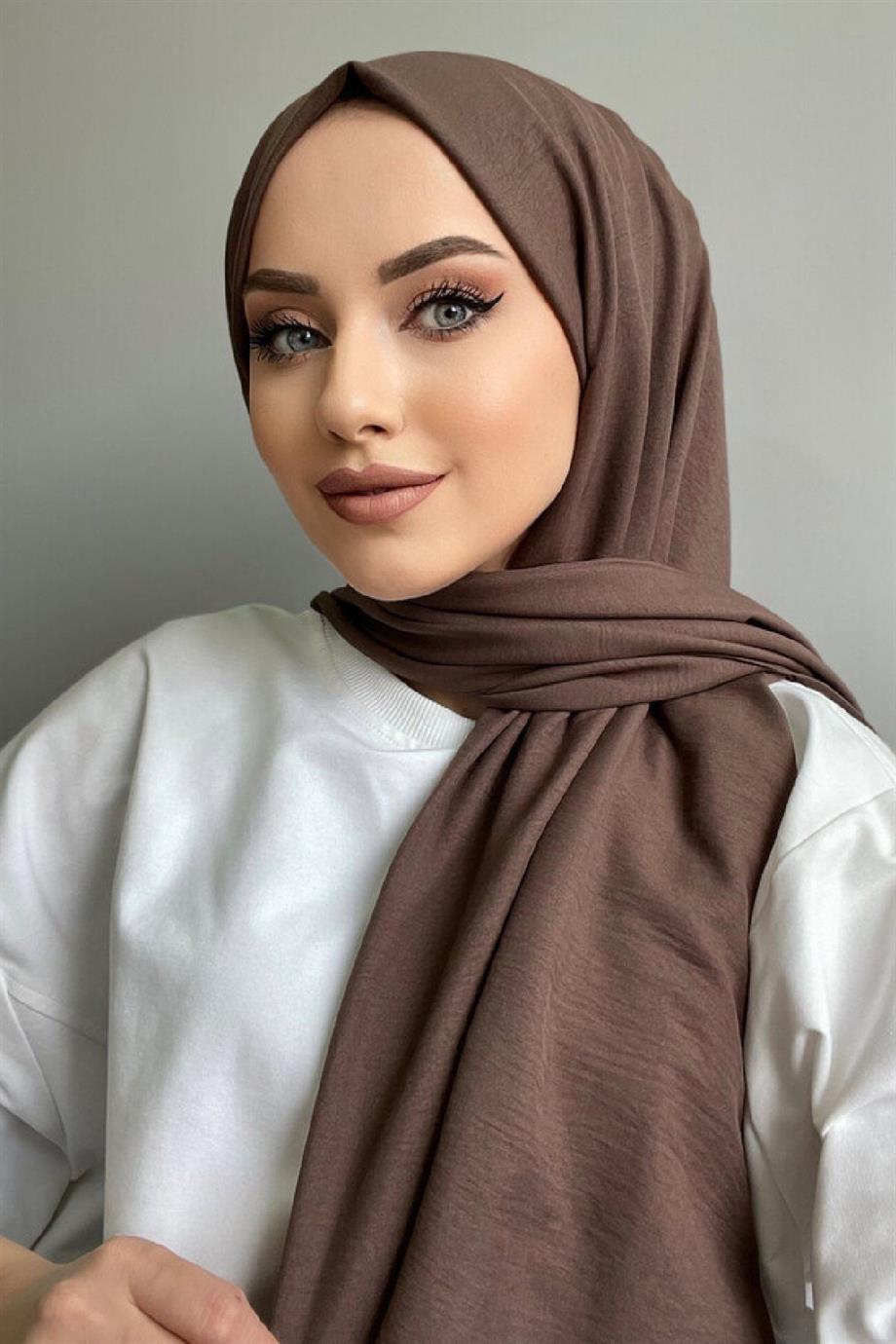 Koyu Kahve Pamuk Caz Şal
