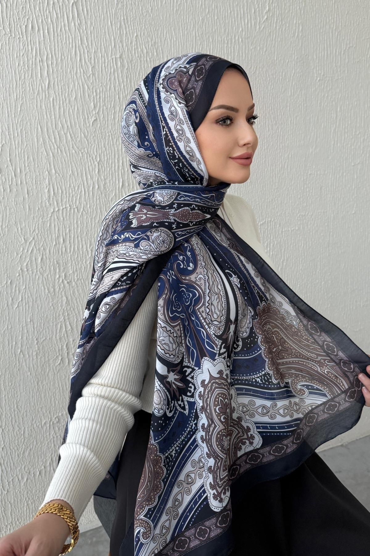 Lacivert & Kahverengi Etro Soft Şal