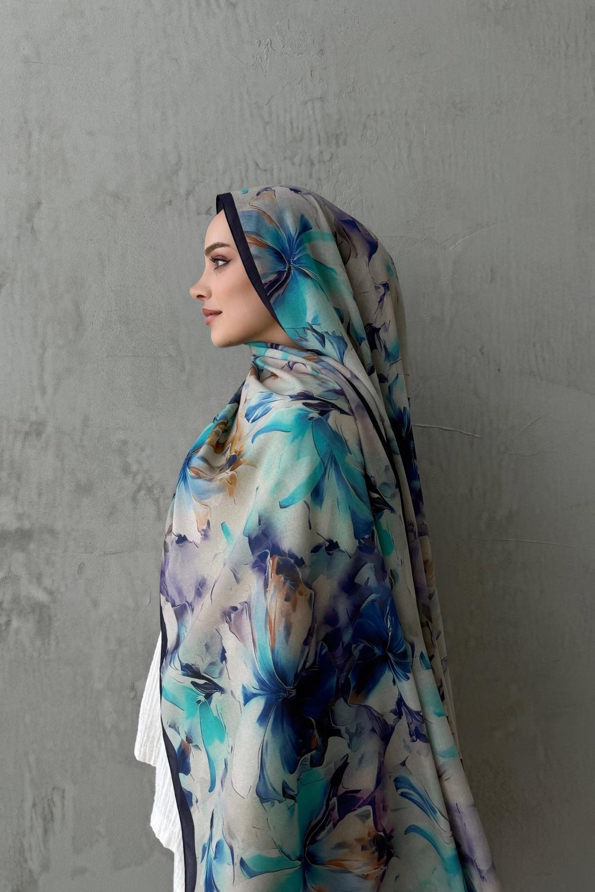 Lacivert Leva Modal İpek Şal