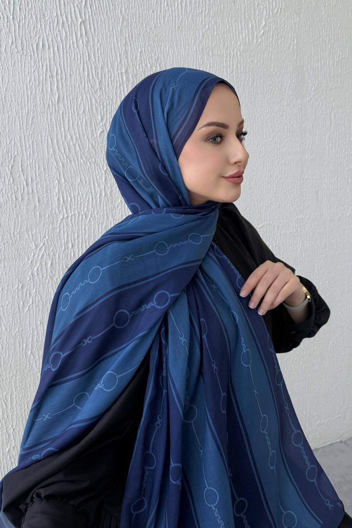 Lacivert Safir Modal İpek Şal  