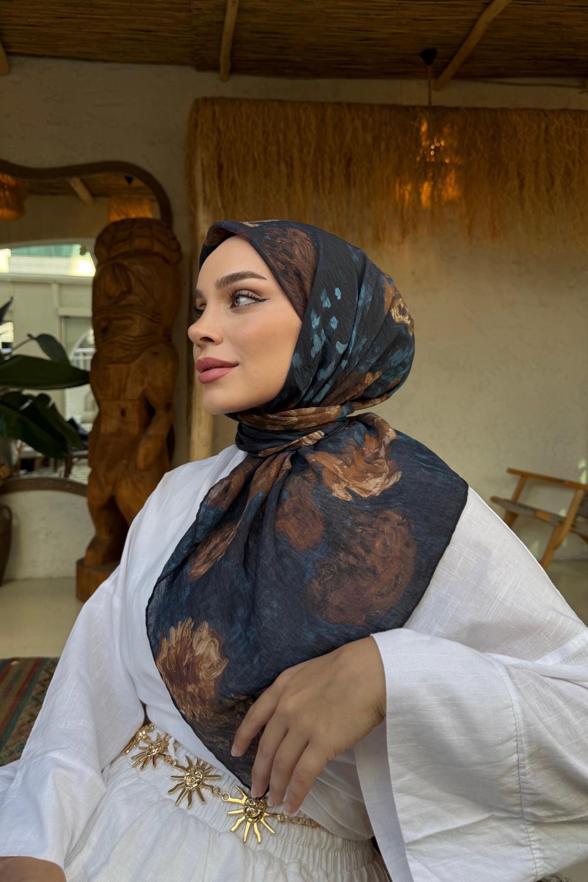 Lacivert Tencel Eşarp