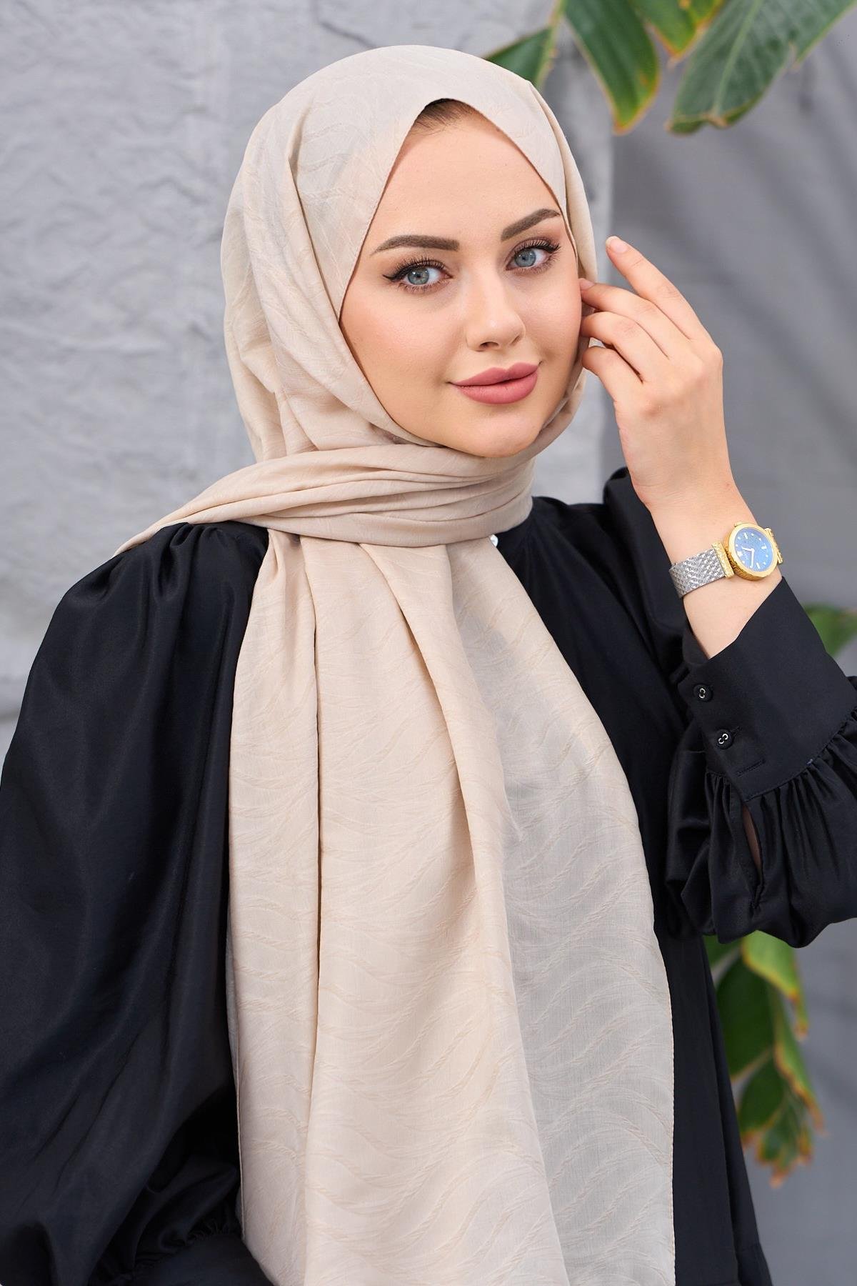 Latte Kendinden Desenli Fresh Şal