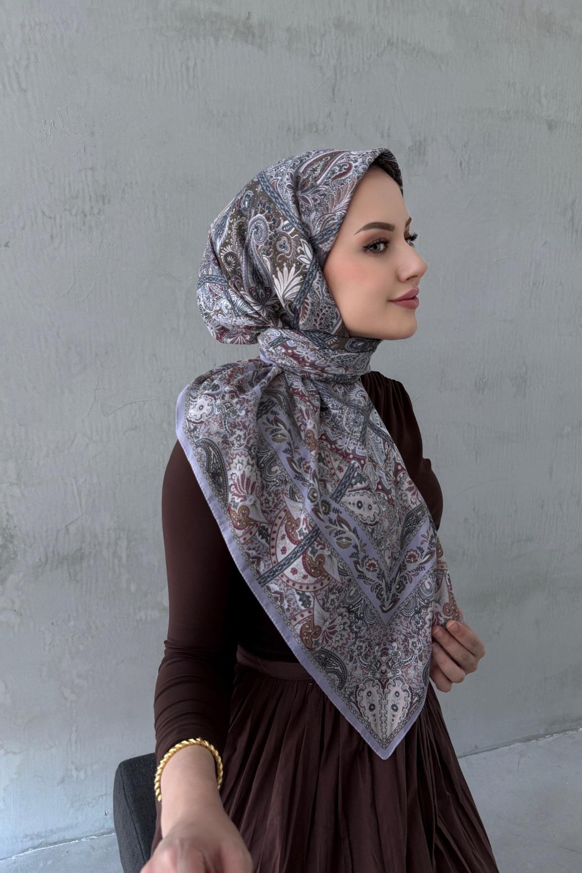 Lila Bohem Modal İpek Şaleşarp