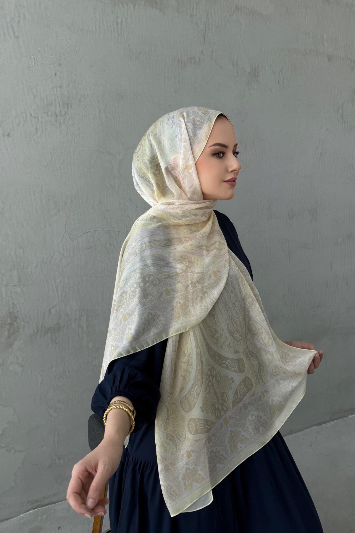 Lime Otantik Hint İpeği Şal 3