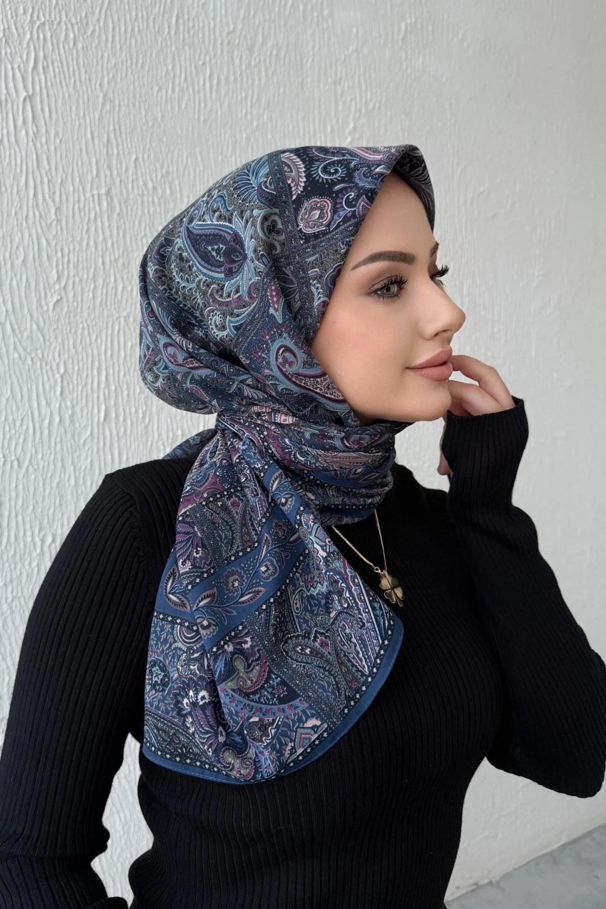 Mavi Bohem Modal İpek Şaleşarp