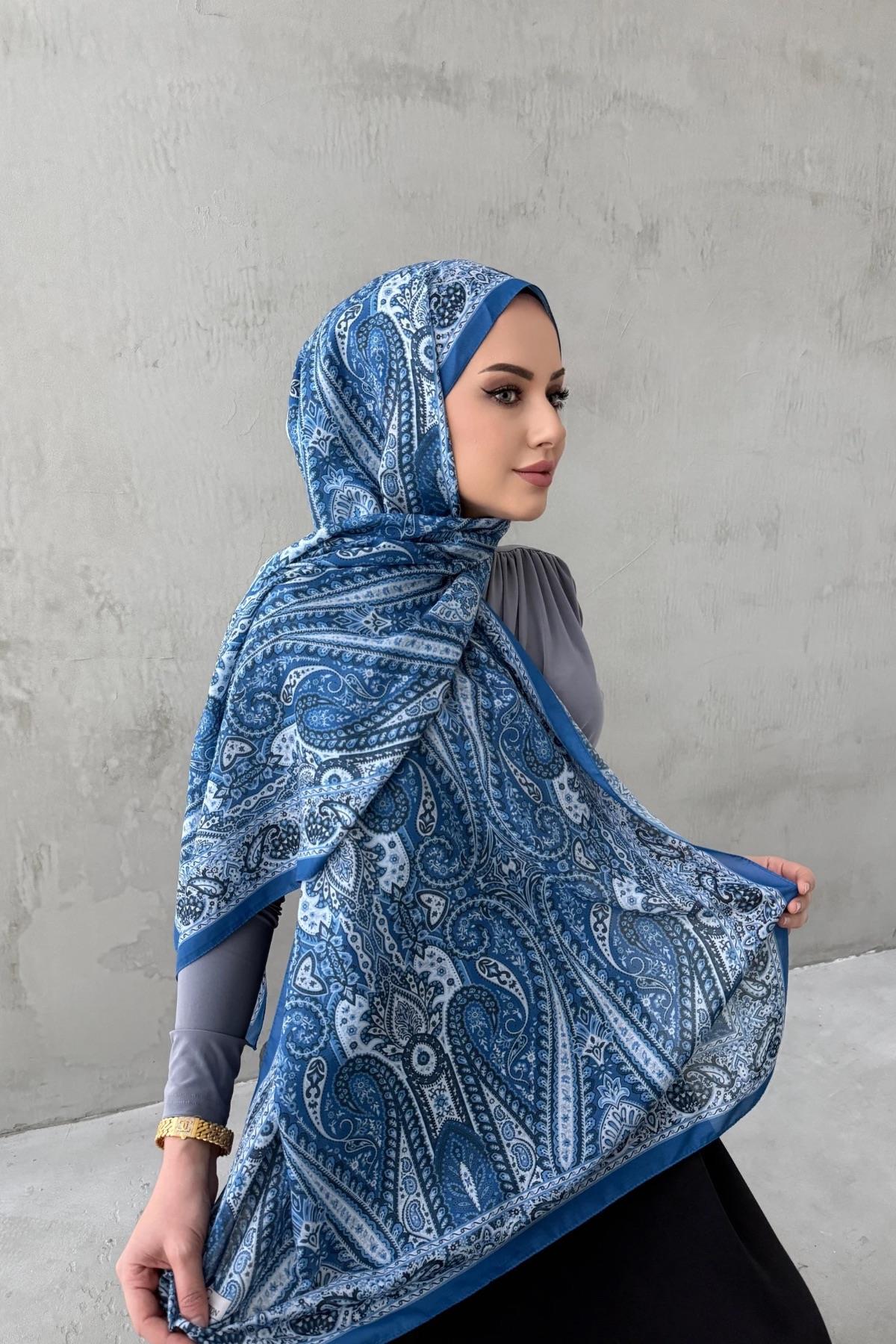 Mavi Milena Modal İpek Şal
