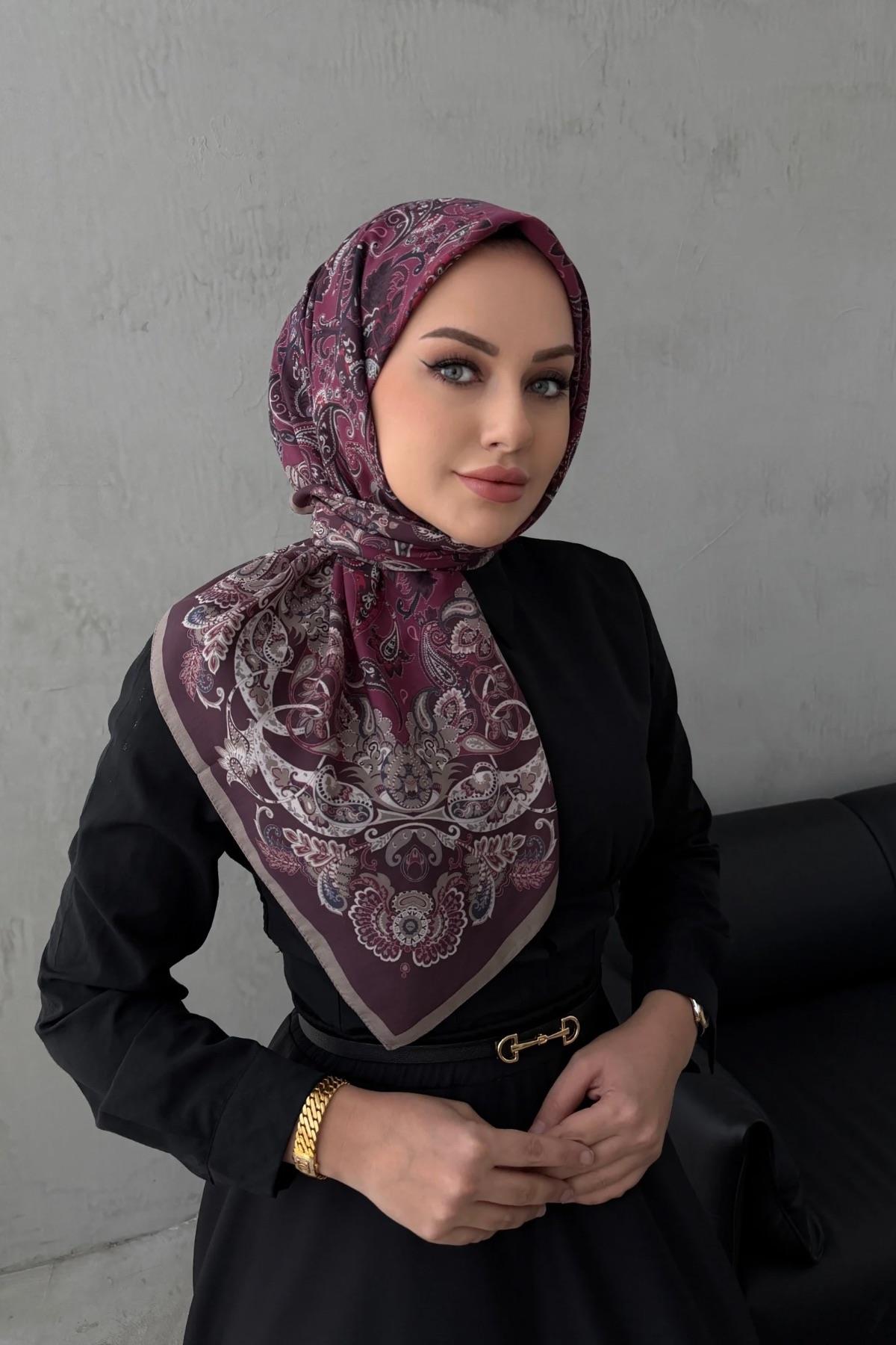 Mor İnci Bohem Modal İpek Eşarp