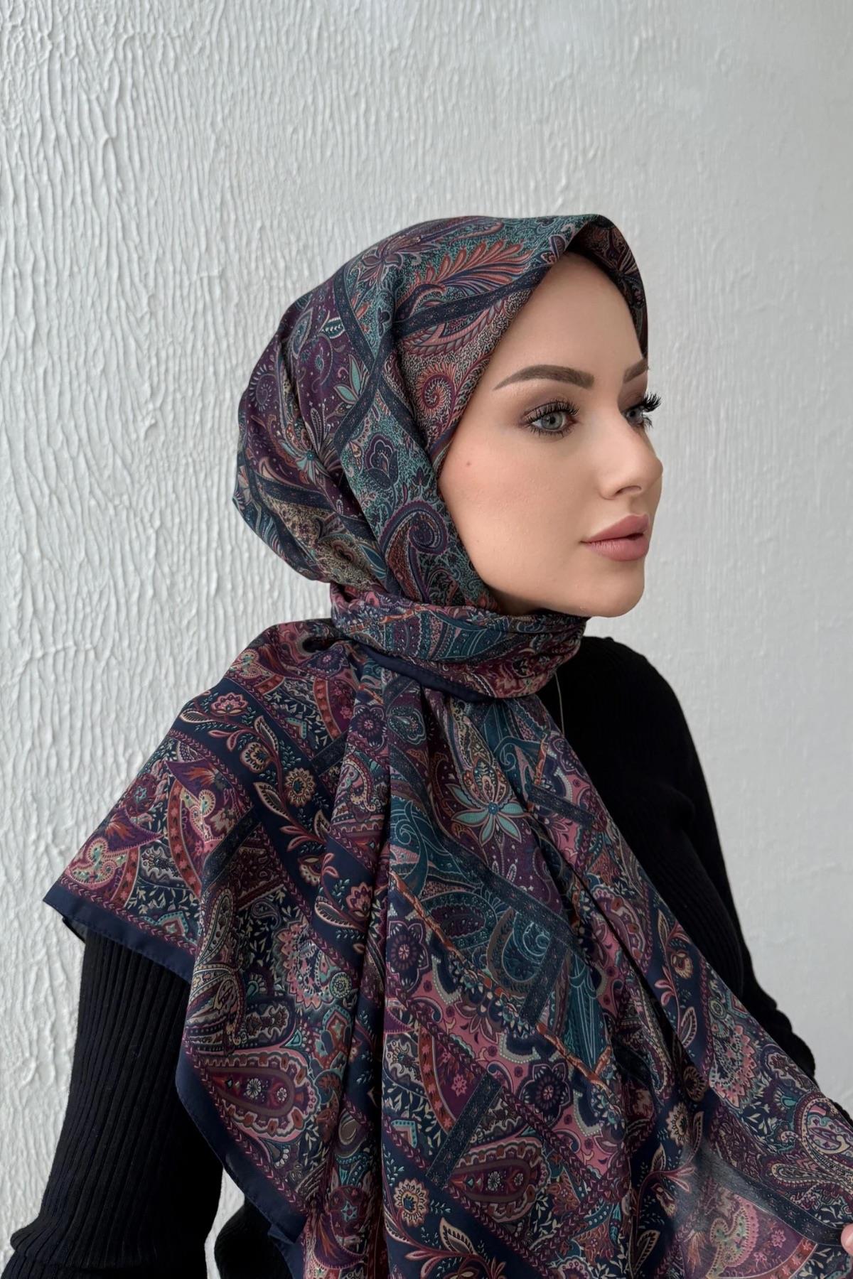 Mürdüm Bohem Modal İpek Şaleşarp