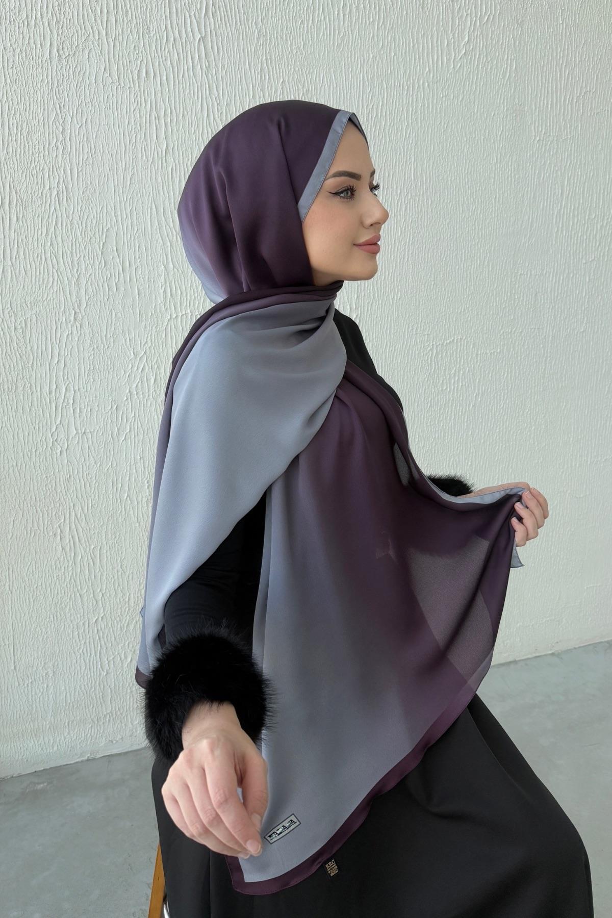 Mürdüm Degrade Şal 