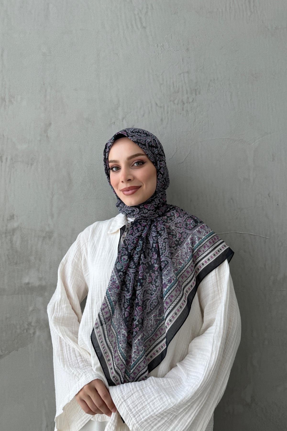 Mürdüm Mahi Bohem Modal İpek Şaleşarp