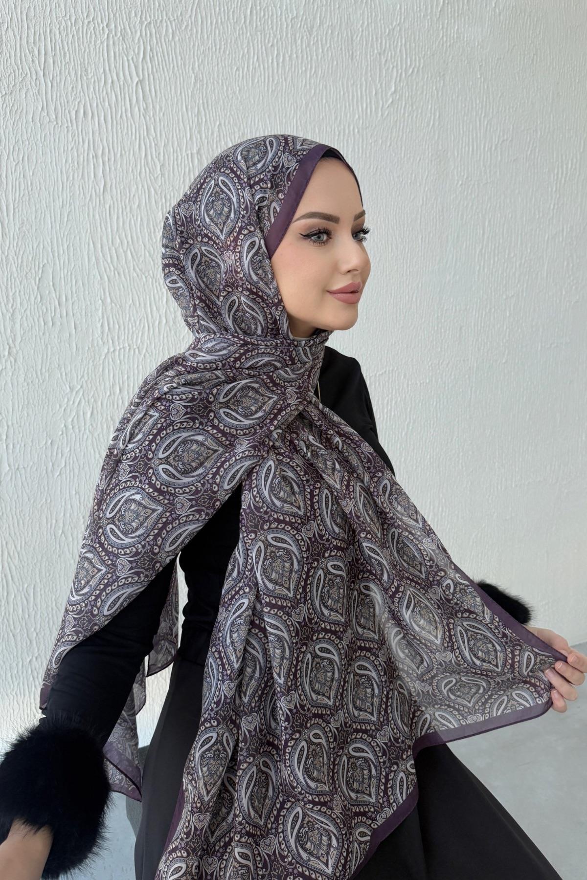 Mürdüm Nazende Bohem Modal İpek Şal