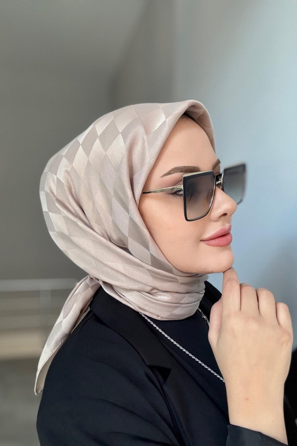 Cotton Checker Scarf Beige