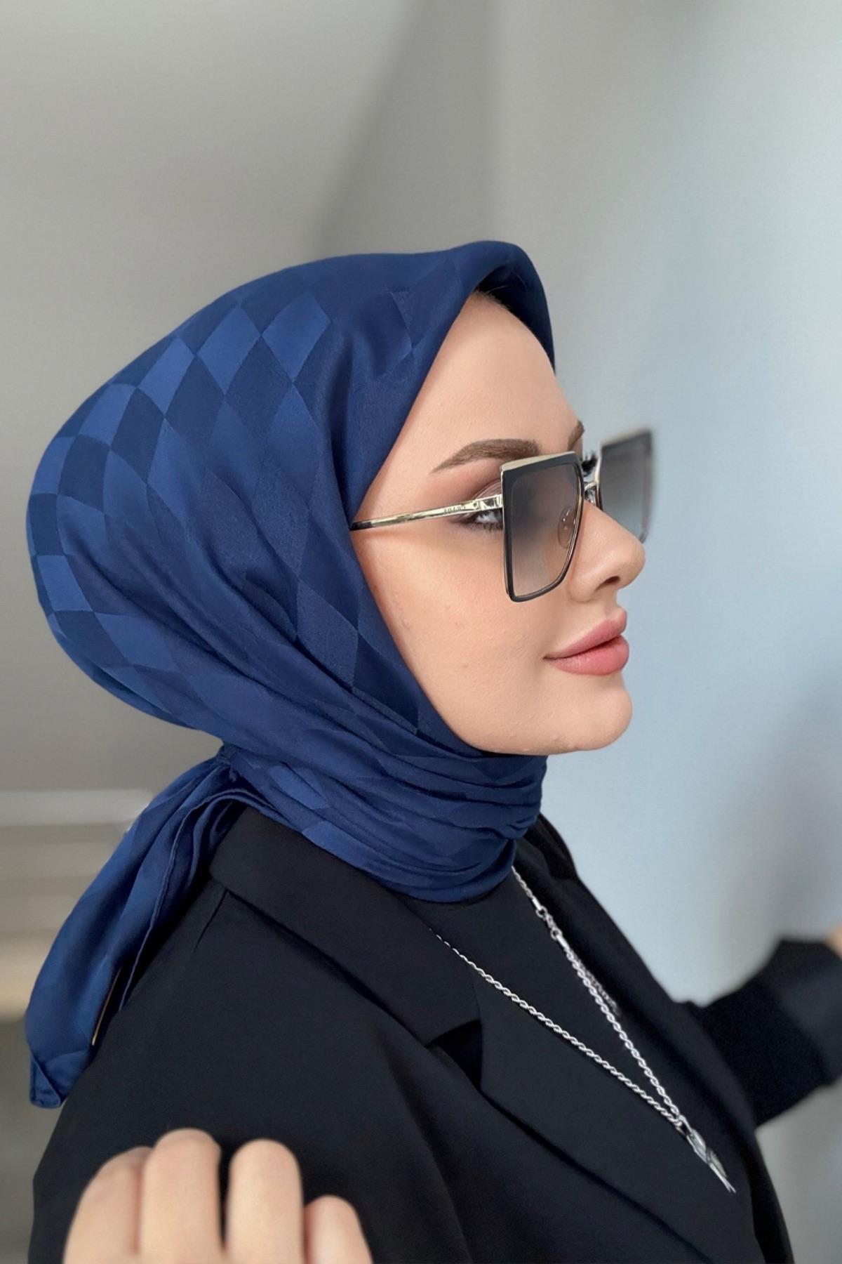 Pamuk Dama Eşarp Lacivert