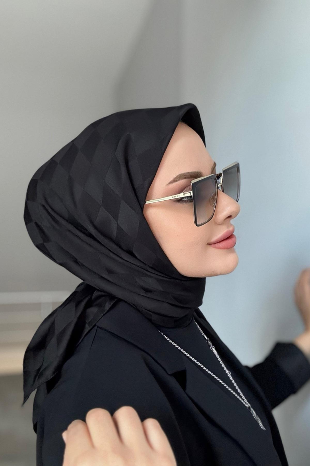 Pamuk Dama Eşarp Siyah