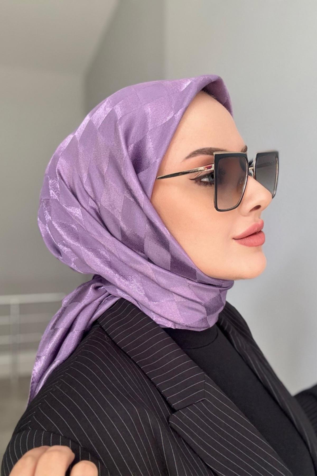 Pamuk Jakar Dama Eşarp Lila