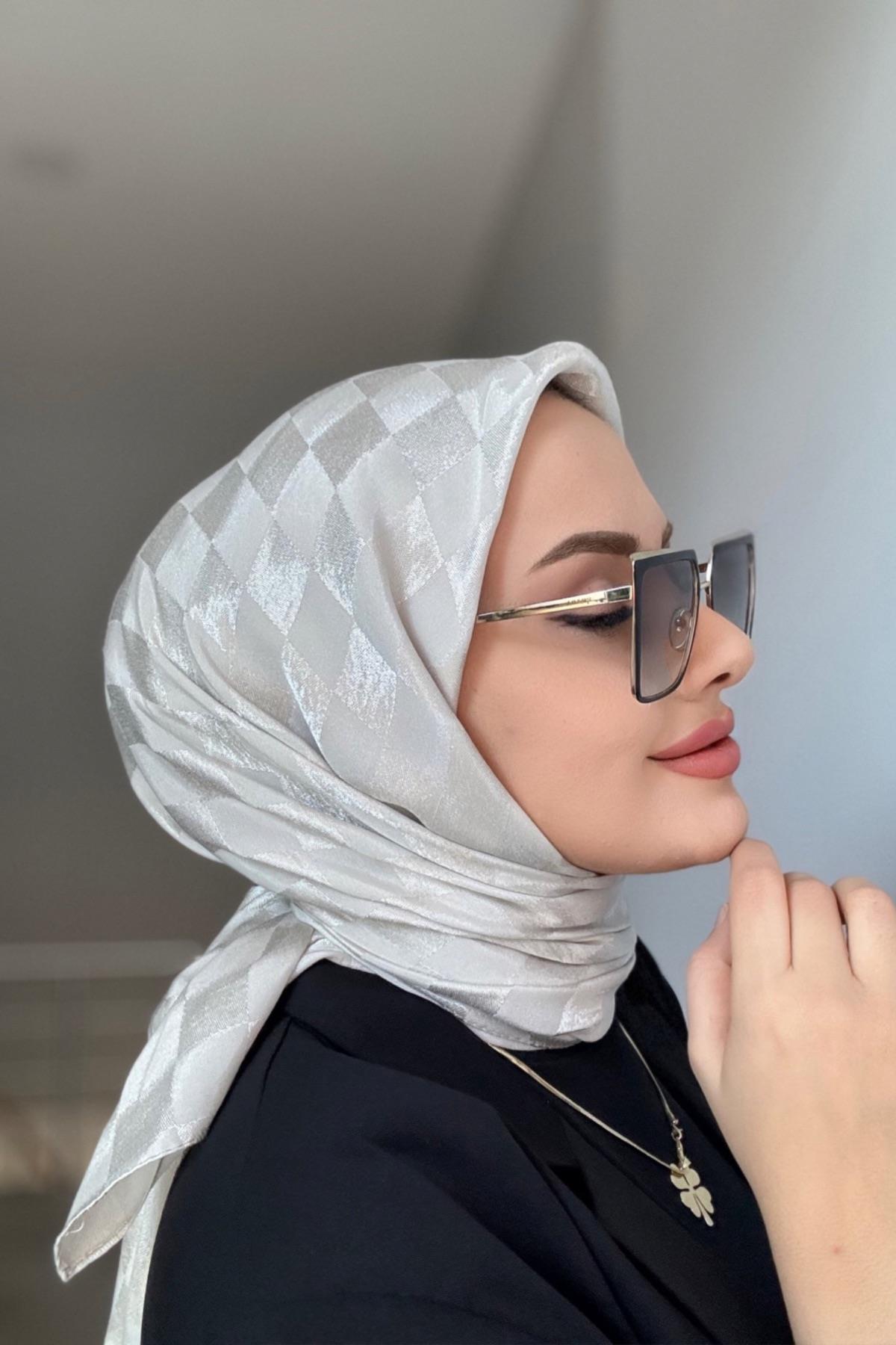 Cotton Jacquard Checkerboard Scarf Stone