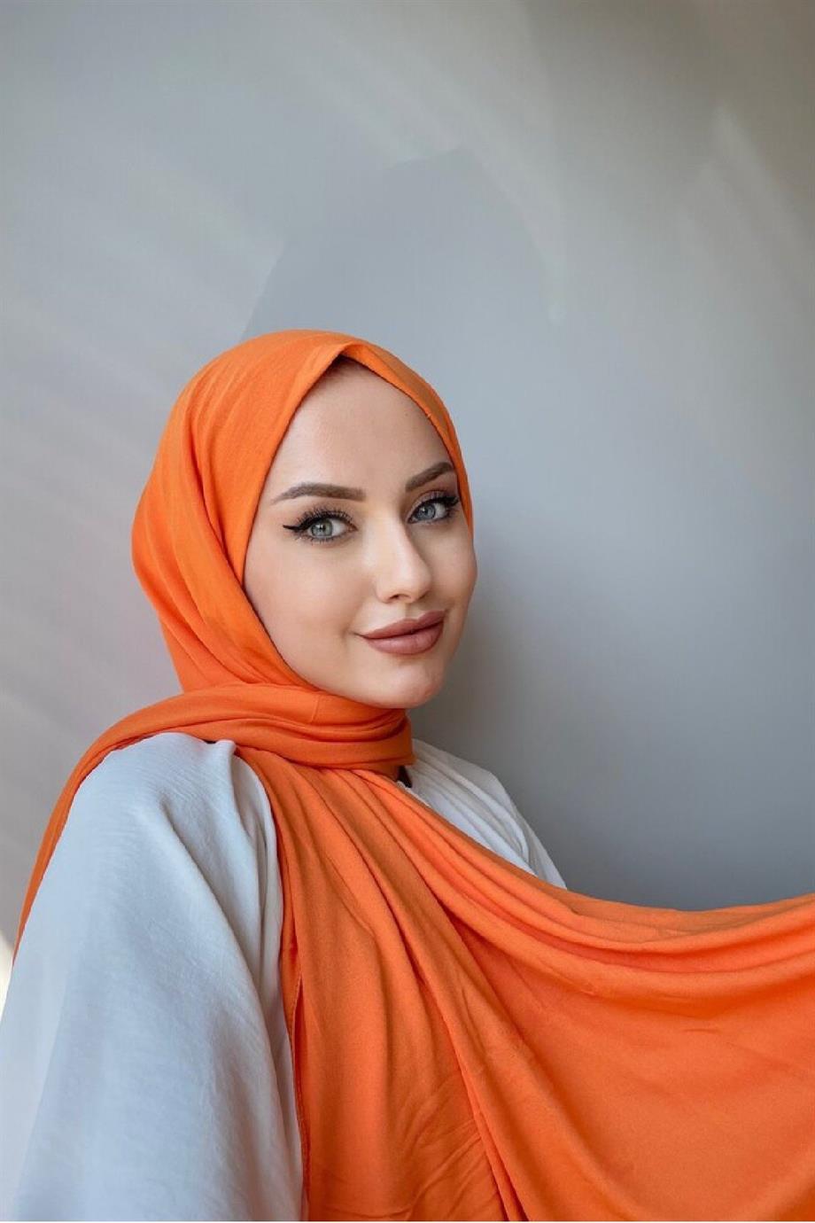 Orange Combed Cotton Shawl